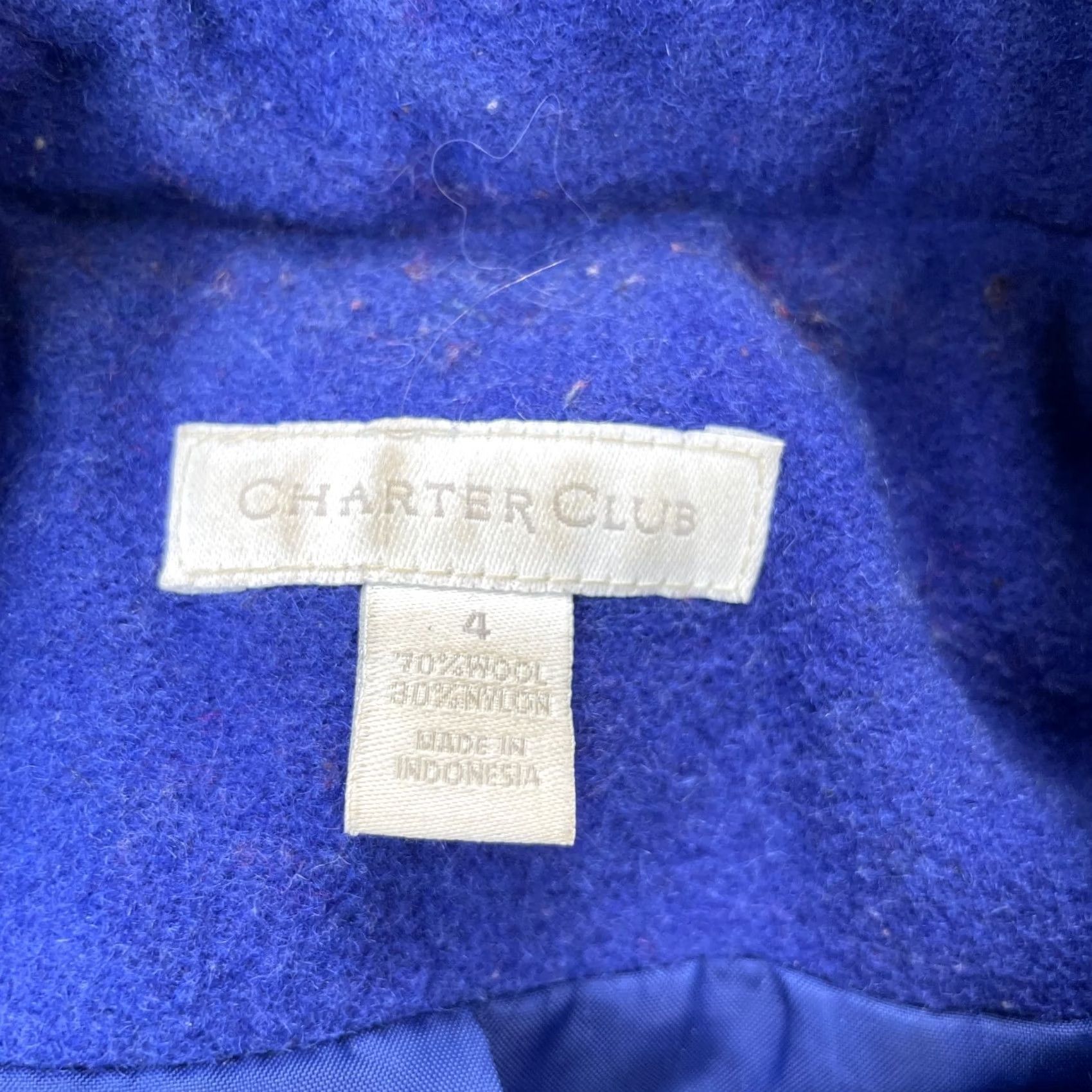 Charter Club Charter Club Coat Womens 4 Blue Pea Coat Wool Blend Double Breasted Lined Wool Solid Button Pocket Size S / US 4 / IT 40 - 5 Thumbnail