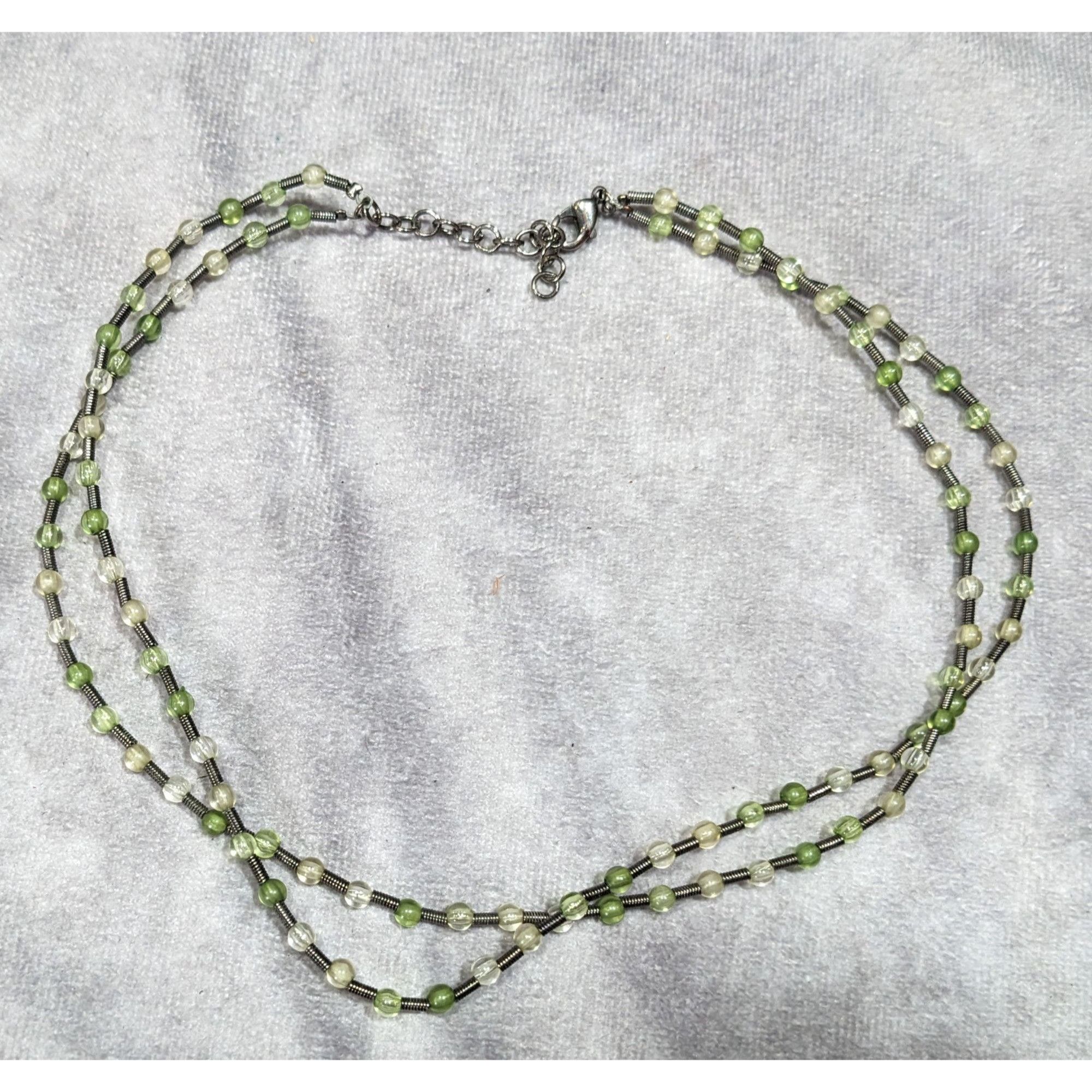 Other Earthy Clear And Green Glass Necklace With Metal Coil Spacer Size ONE SIZE - 5 Thumbnail