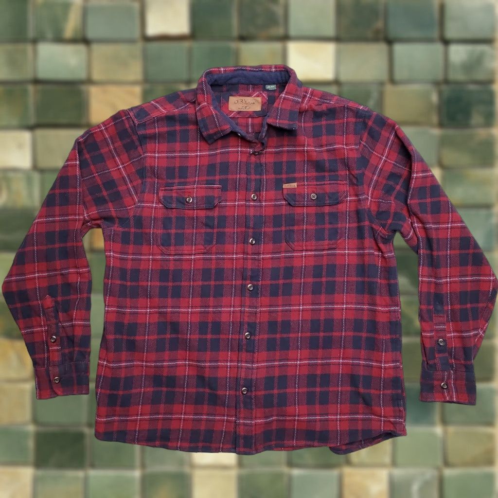 Orvis VINTAGE Orvis Shirt Jacket Mens 2XL Red Plaid 100% Cotton Flannel Button-Up Casual Outdoors Size US XXL / EU 58 / 5 - 1 Thumbnail