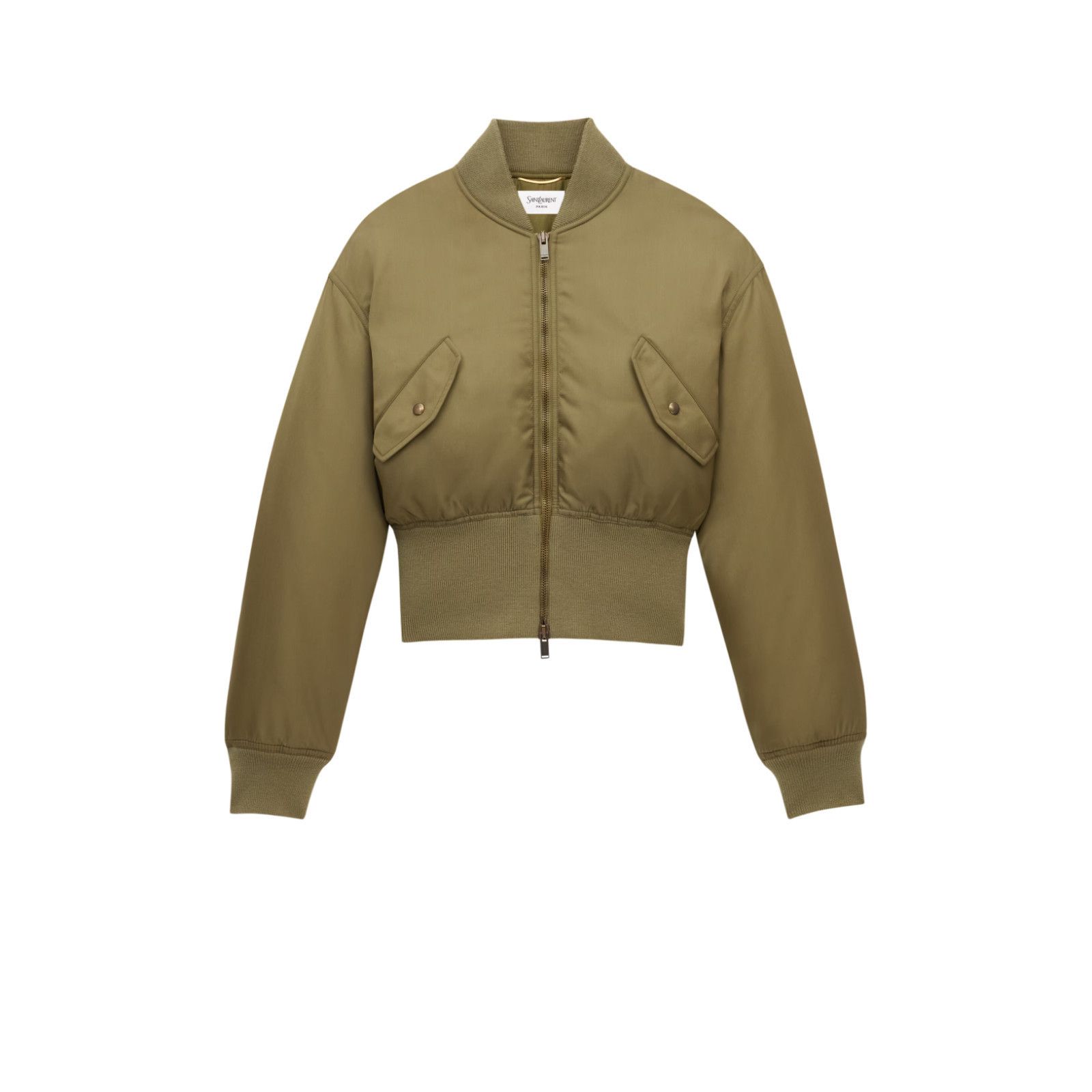 SAINT LAURENT $3300 Kaki Bomber Jacket New & Authentic (Wome
