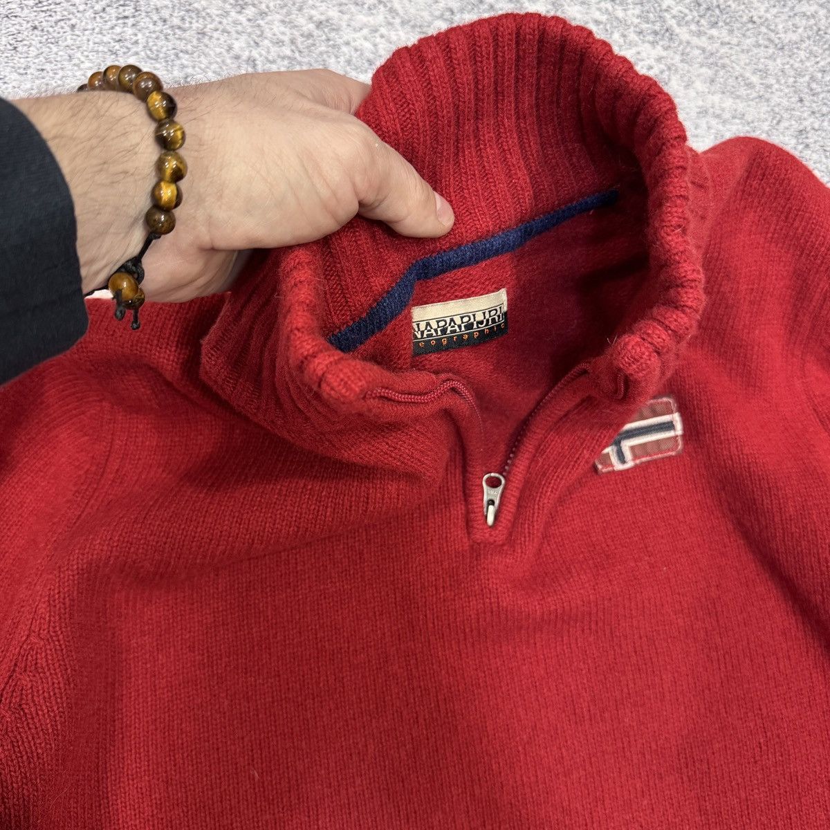 Napapijri Napapijri Wool Blend 1/4 Zip Knit Sweater Red L size Size US L / EU 52-54 / 3 - 4 Thumbnail