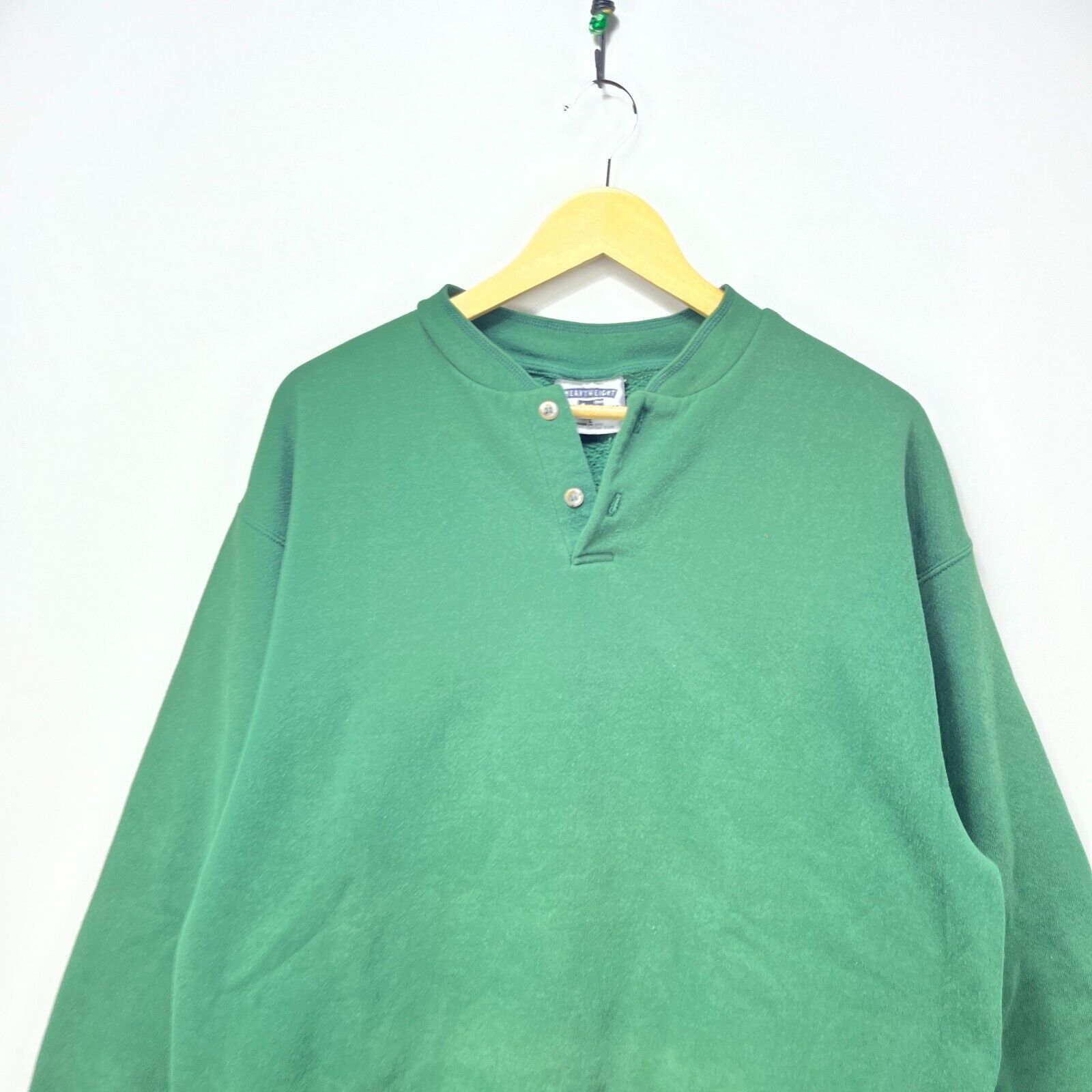 Lee × Vintage Vintage 90s Sun Faded Blank Forest Green USA Large Lee Size US L / EU 52-54 / 3 - 2 Thumbnail