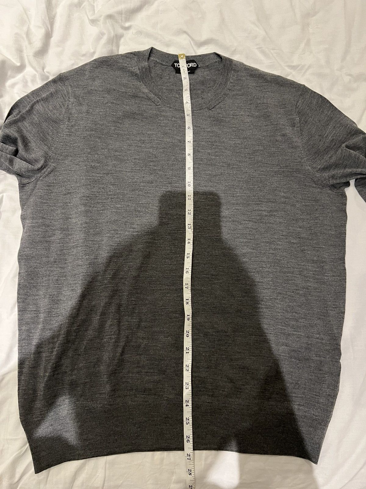 TOM FORD FINE GAUGE MERINO CREWNECK COLOUR CHARCOAL GREY 52