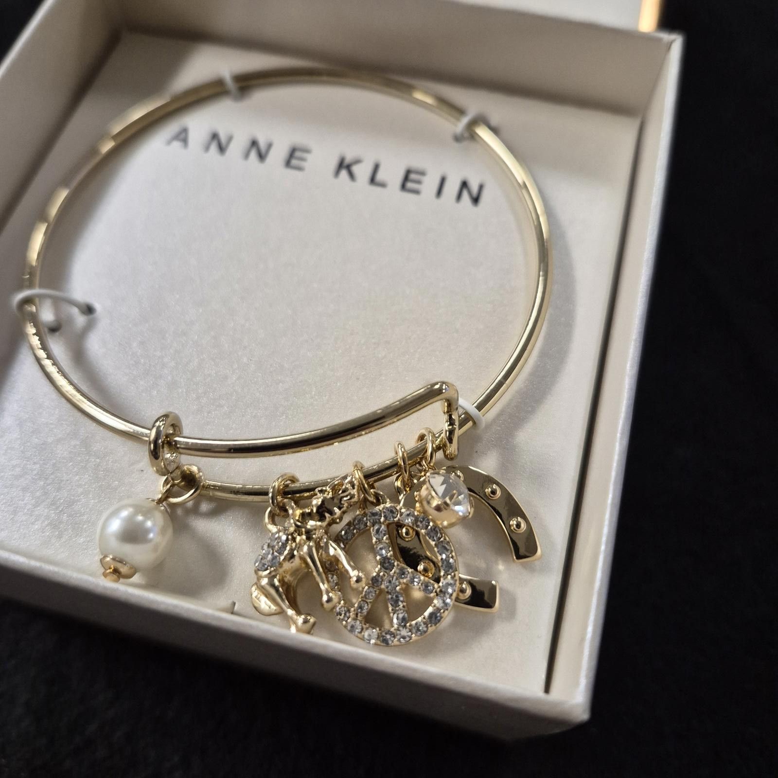 Other Anne Klein Gold-Tone Crystal Charm Bangle Bracelet Size ONE SIZE - 2 Thumbnail