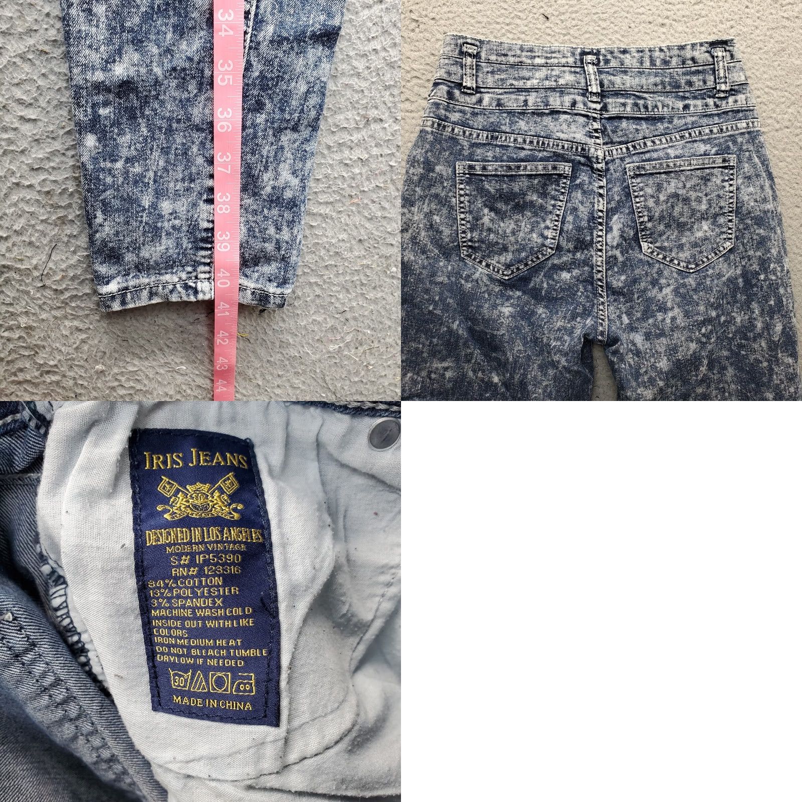 Denime IRIS Jeans Women Size 07 Multicolor Denim Acid Wash Skinny Fit Low Waist 3 Button Fly Womens Size 07 Jeans Size 28" / US 6 / IT 42 - 8 Thumbnail