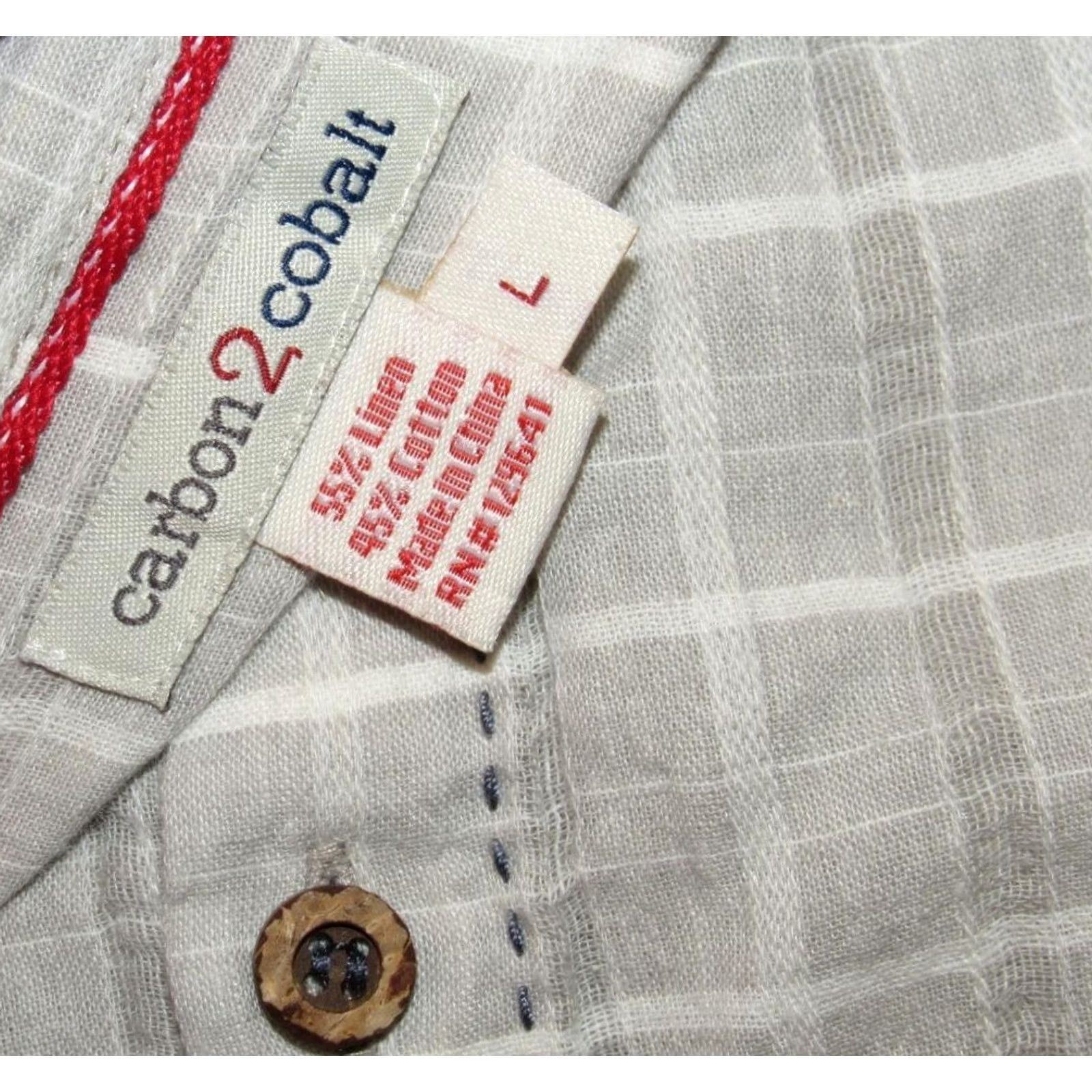 Carbon2Cobalt CARBON2COBALT Grey Plaid Linen Cotton Long Sleeve Button Down Shirt Large L Mens Size US L / EU 52-54 / 3 - 3 Thumbnail