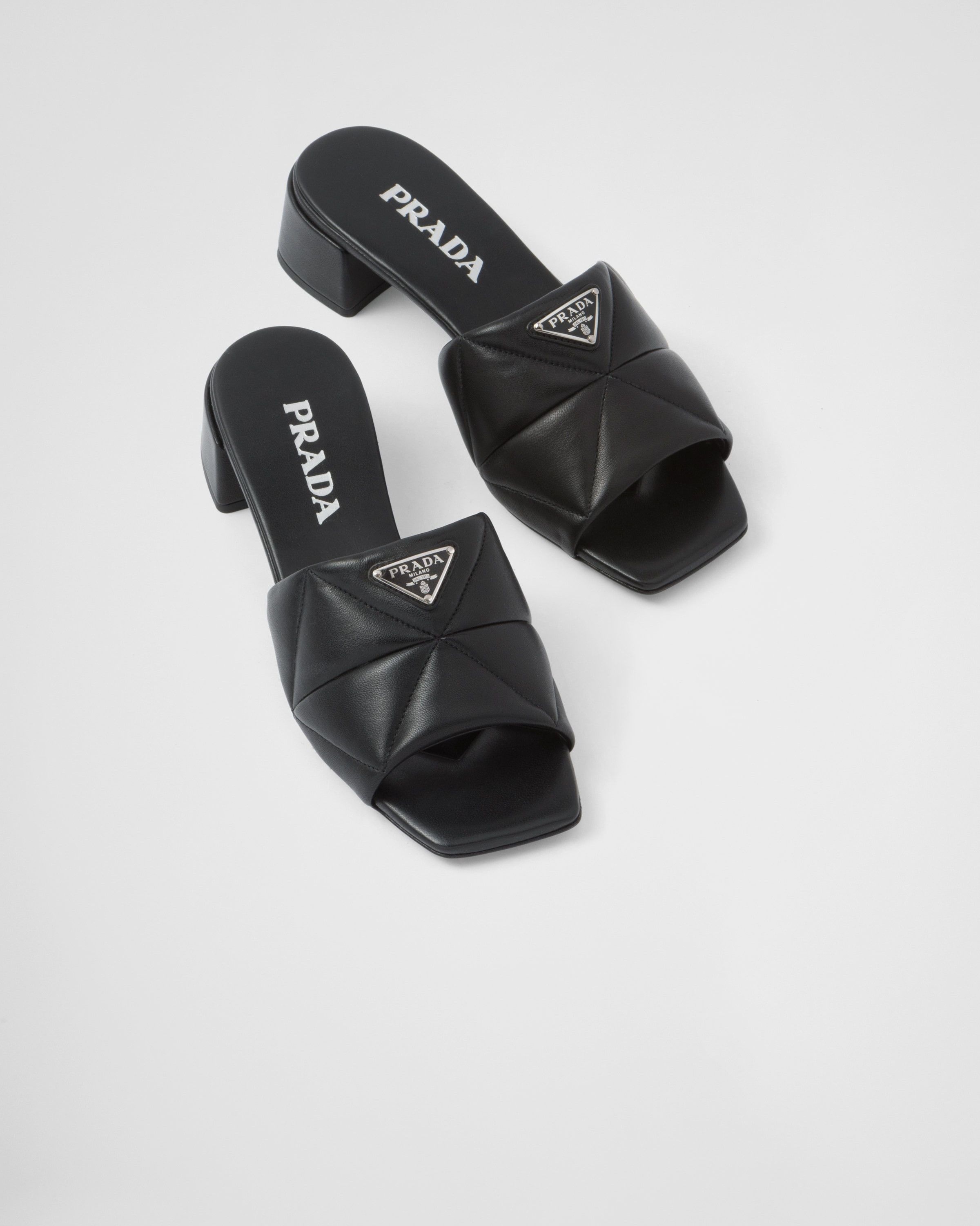 Prada oc11z0625 Quilted Nappa Slides Sandals in Black Size US 11 / IT 41 - 4 Thumbnail