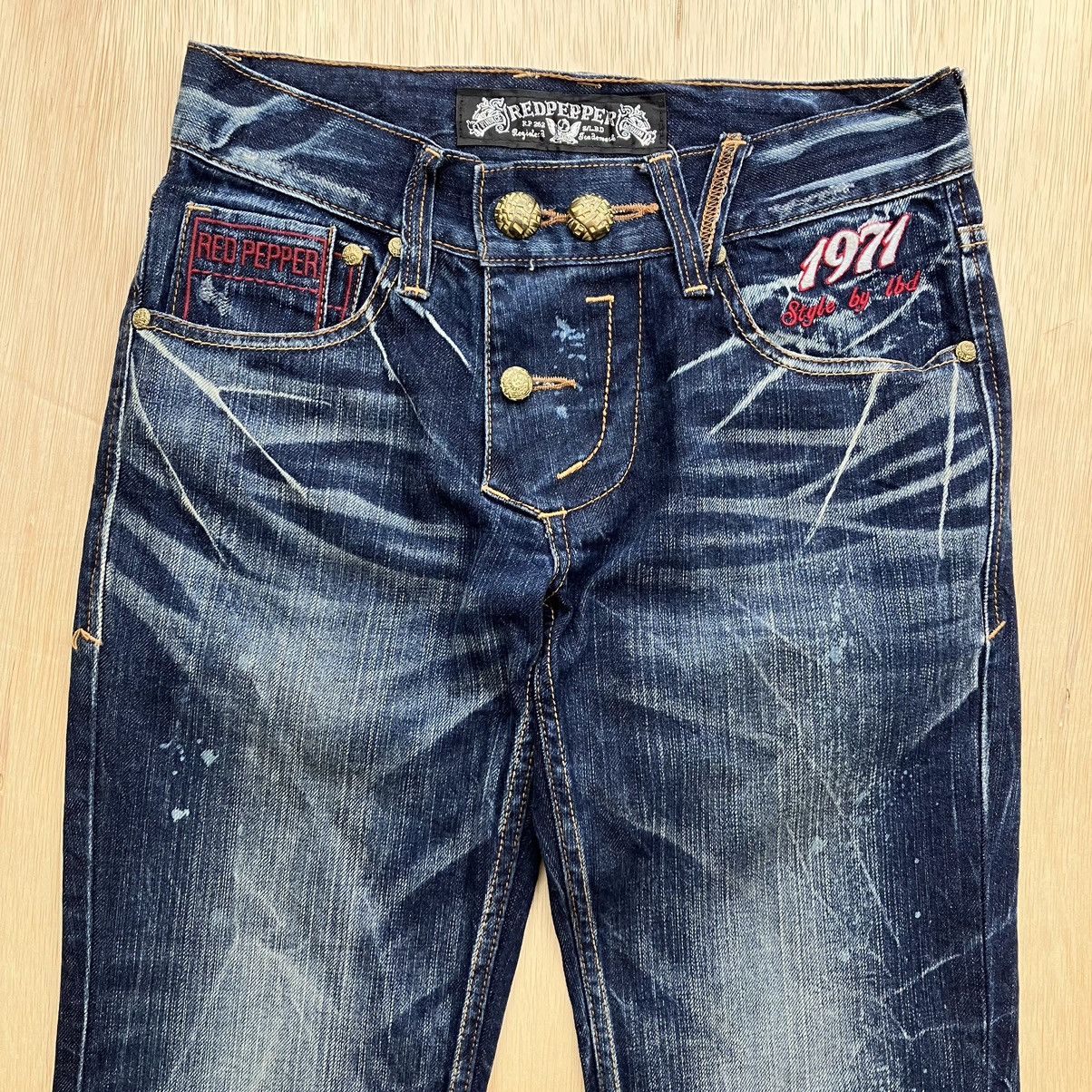 Designer × Vintage RED PEPPER DISTRESSED DENIM UNIQUE POCKET Size US 30 / EU 46 - 8 Thumbnail