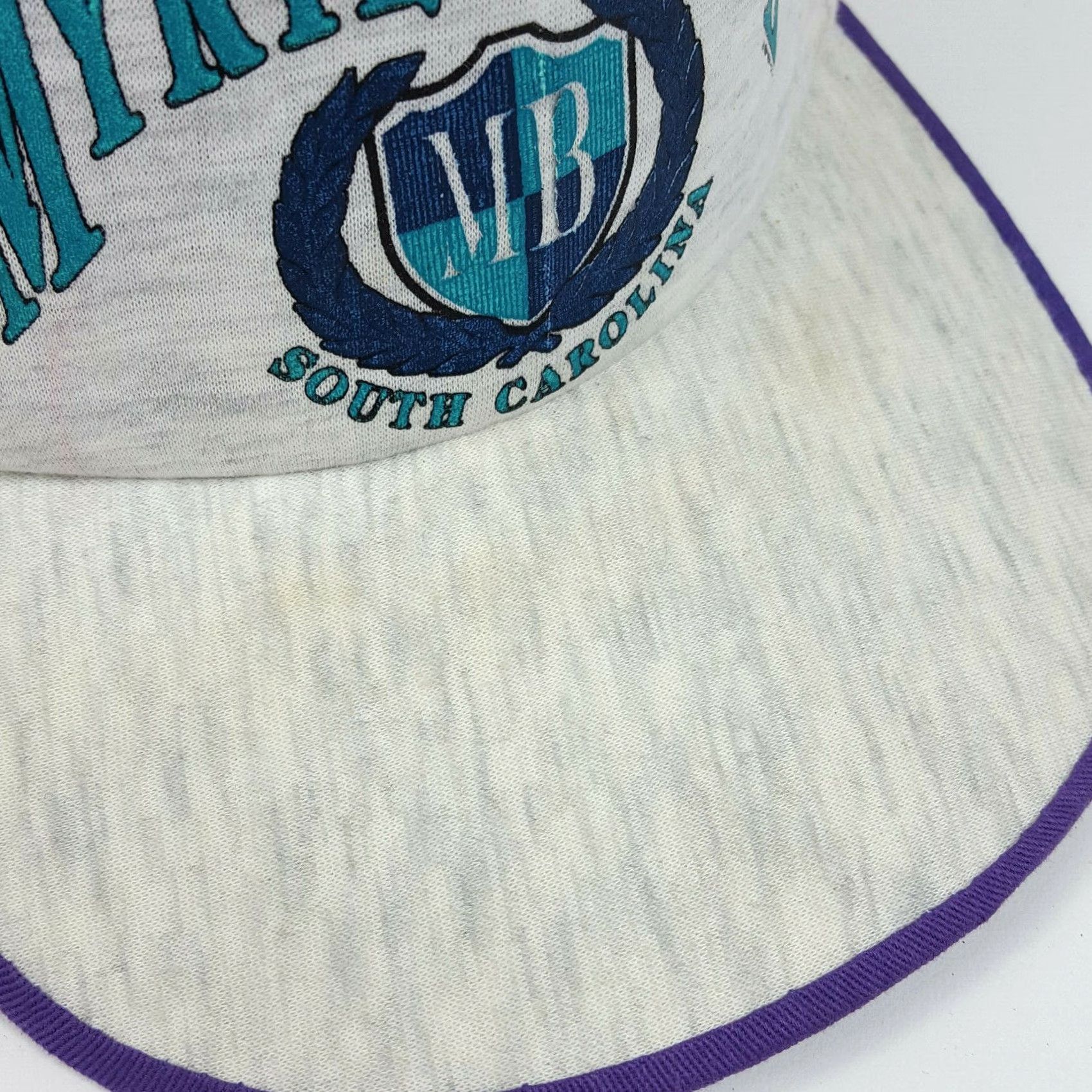 Logo 7 VINTAGE Myrtle Beach SC Heath Gray Crest Logo Snapback Trucker Hat Cap Adjustable Men Hat Birthday Gift 80s 90s Aloha Travel Beach Logo Retro Size ONE SIZE - 6 Thumbnail