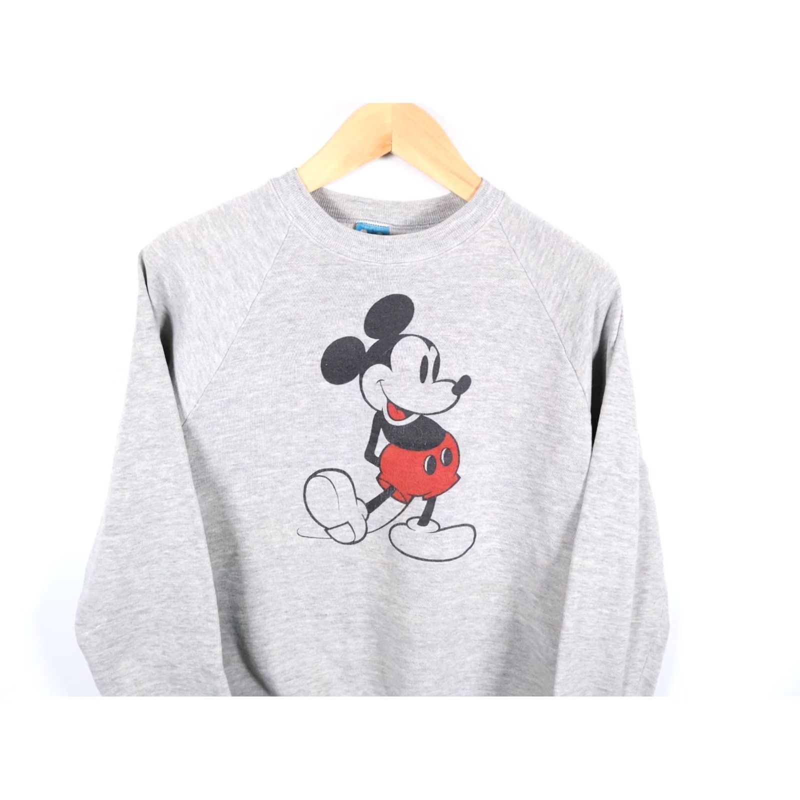 Disney VINTAGE Disney Mickey Mouse Sweatshirt Men Large Gray 80s Cartoon Graphics Fleece Raglan Crew Neck Cotton Blend Polyester Rayon Medium Tagged Large Size US M / EU 48-50 / 2 - 4 Thumbnail