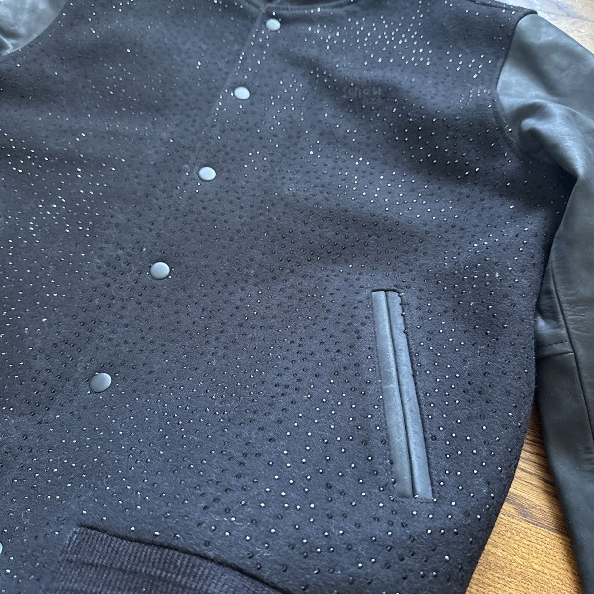 Schott ELIANTTE Custom SCHOTT LEATHER SLEEVED VARSITY JACKET BLACK Size US XL / EU 56 / 4 - 4 Thumbnail