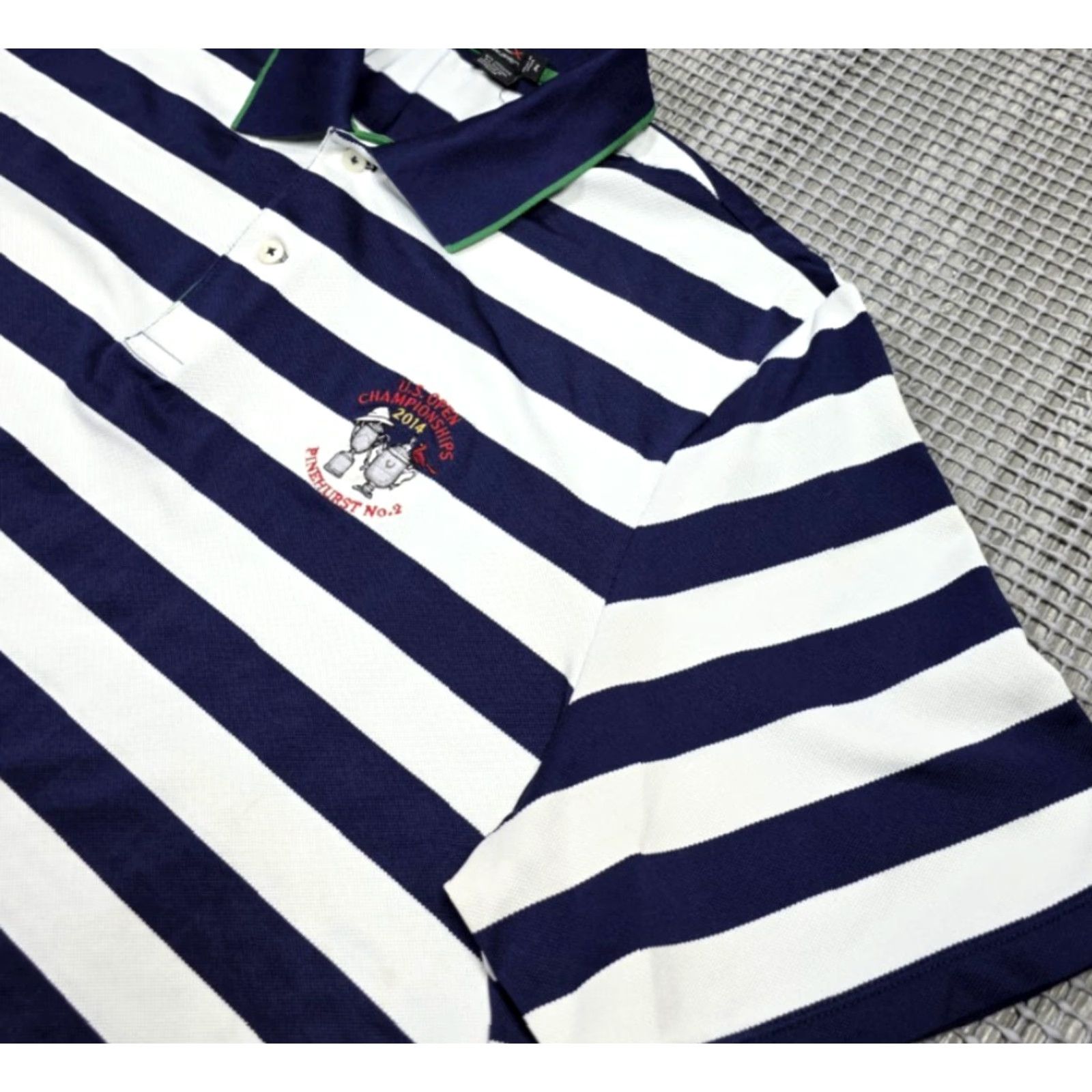 Ralph Lauren Ralph Lauren RLX Polo Golf Shirt Mens XL Blue White Stripe RLX Pinehurst US Open Patch Size US XL / EU 56 / 4 - 7 Thumbnail