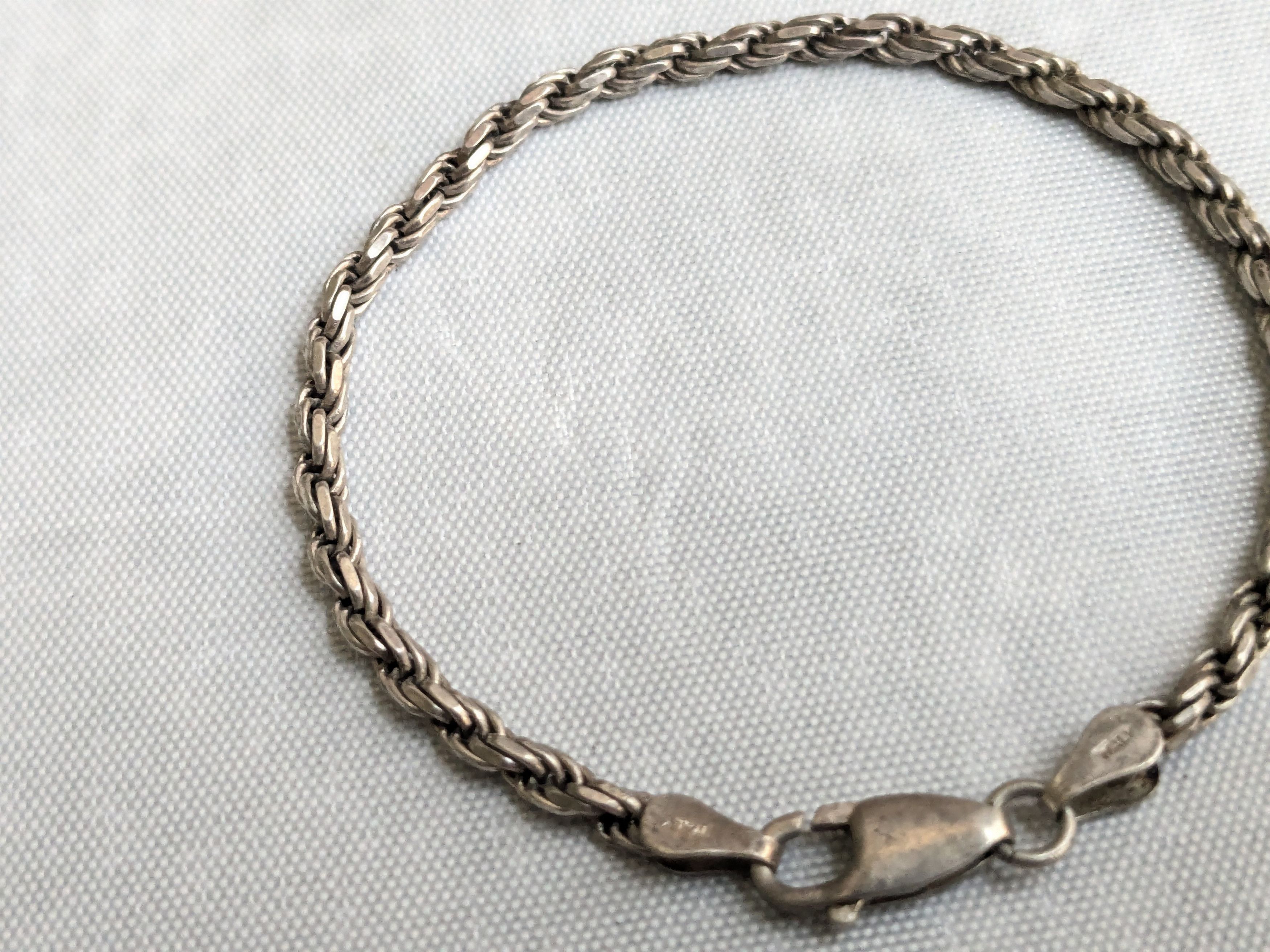Jewelry Vintage Sterling Silver Rope Bracelet Twist 7" Italy Size ONE SIZE - 2 Thumbnail
