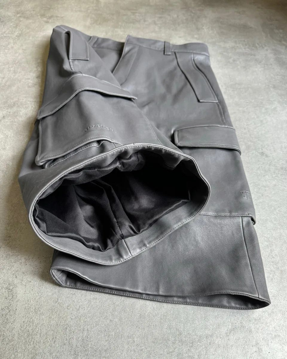 Givenchy SS2023 Givenchy 1/1 Sample Grey Leather Brut Cargo Shorts Size US 34 / EU 50 - 7 Thumbnail