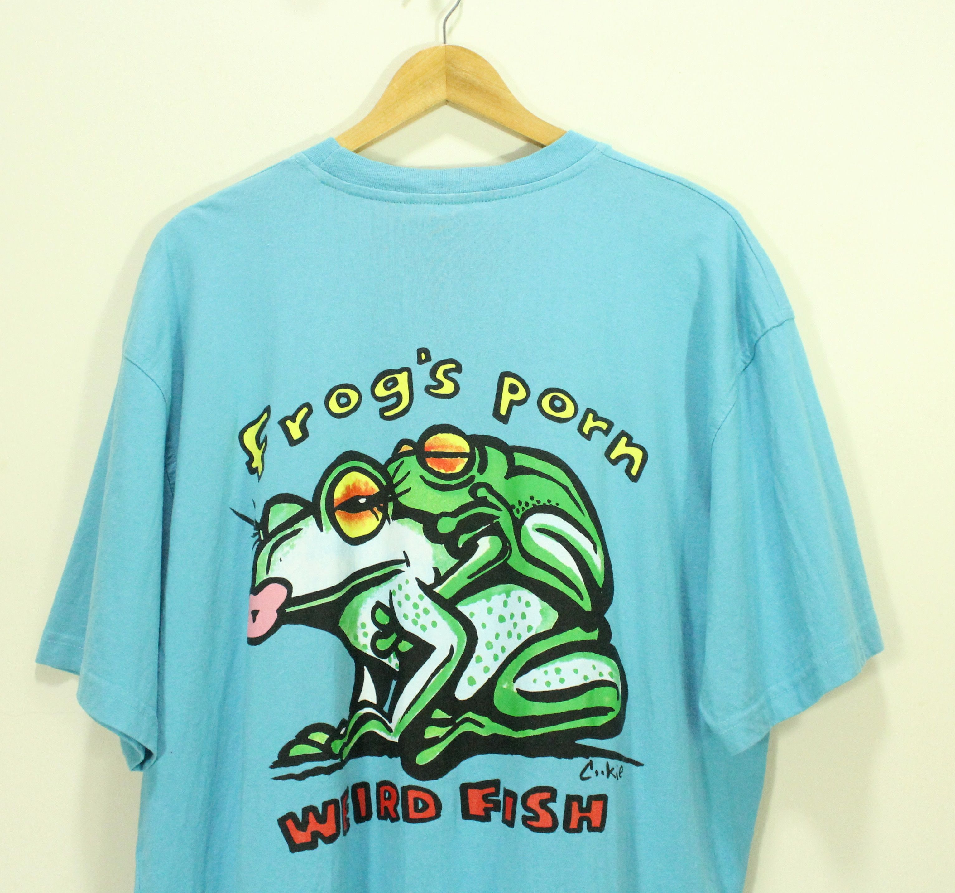 image of Humor x Sex Skateboards Vintage Frog"s Porn T Shirt, Men's (Size Large)