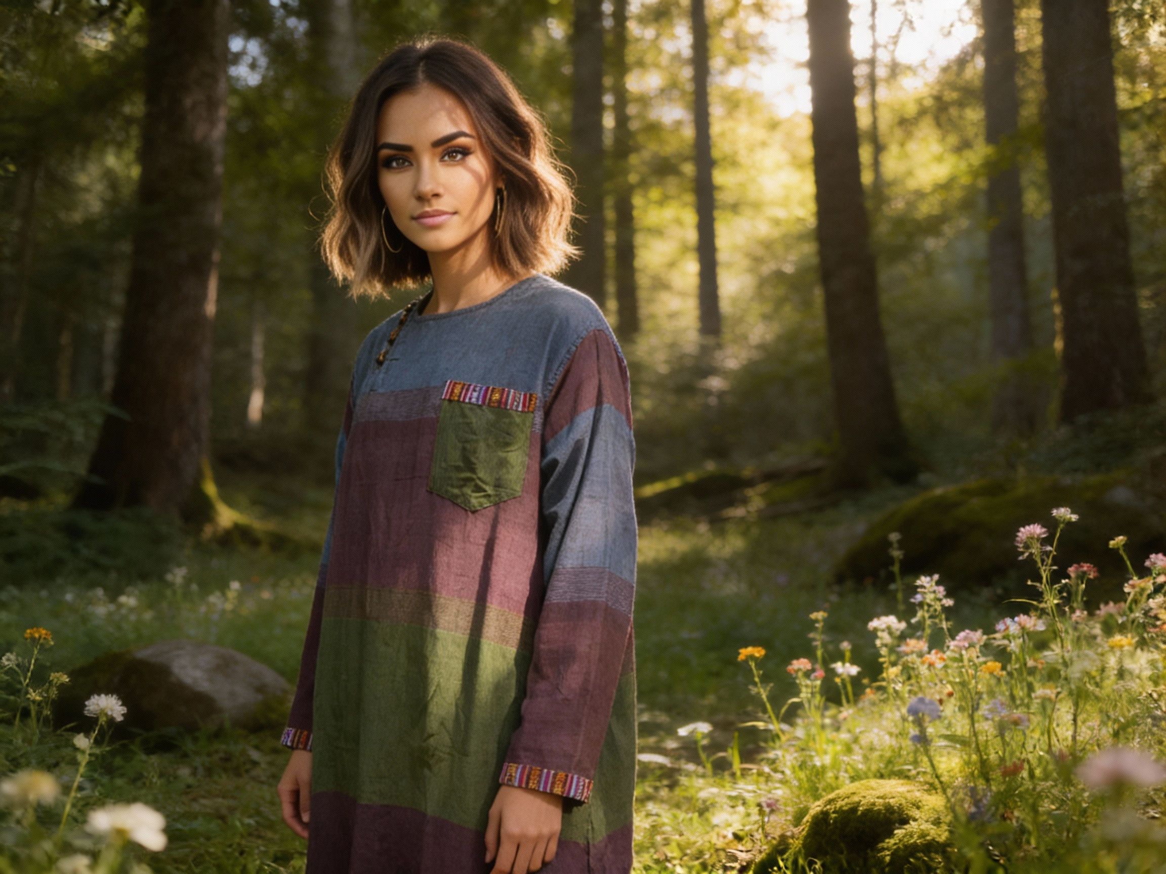 Other Cotton Long-Sleeve Round Neck Tunic: Tri Color: Plum: New: S Size US S / EU 44-46 / 1 - 1 Thumbnail