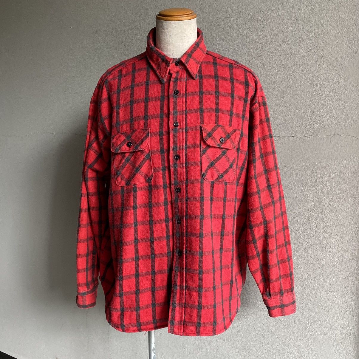 FiveBrother × Vintage FIVE BROTHER Red & Black Plaid Long-Sleeve Shirt. Size US XXL / EU 58 / 5 - 11 Thumbnail