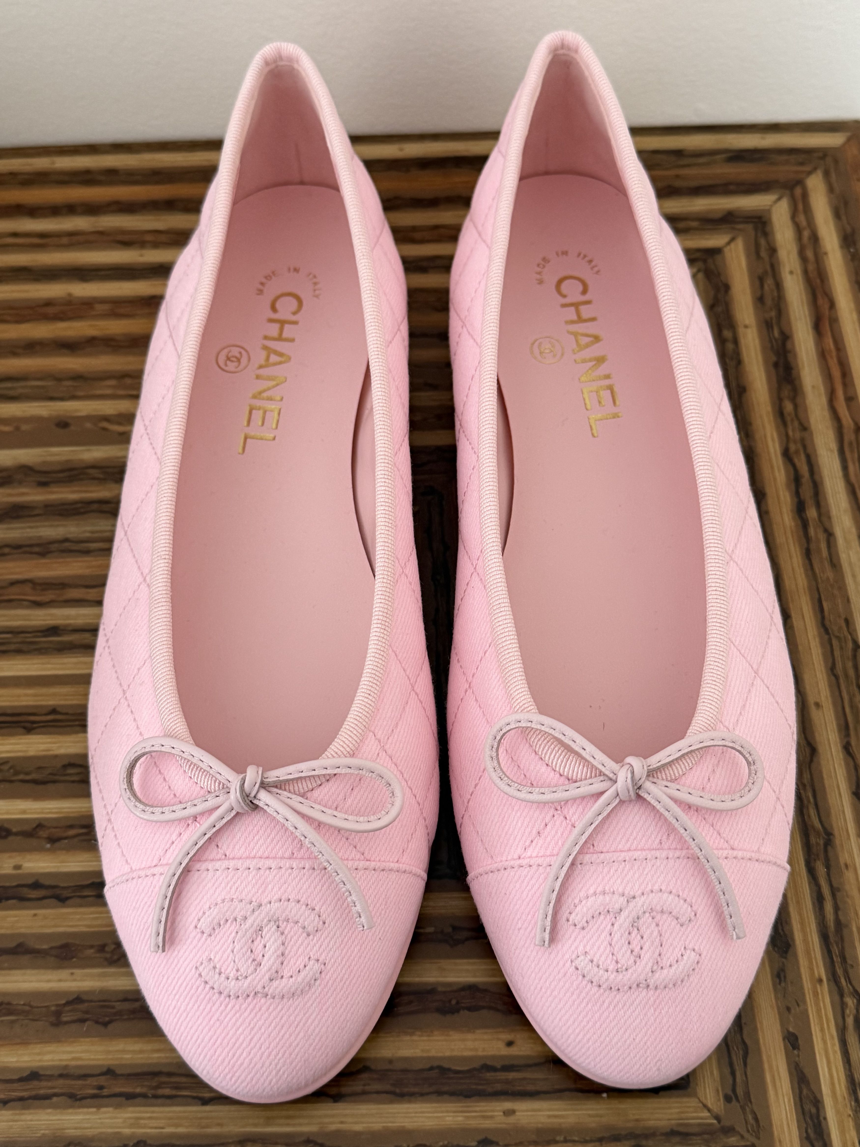 Chanel 26P Denim Quilted CC Logo Bow Tie Ballet Ballerina Flat 37 Size US 7 / IT 37 - 13 Thumbnail