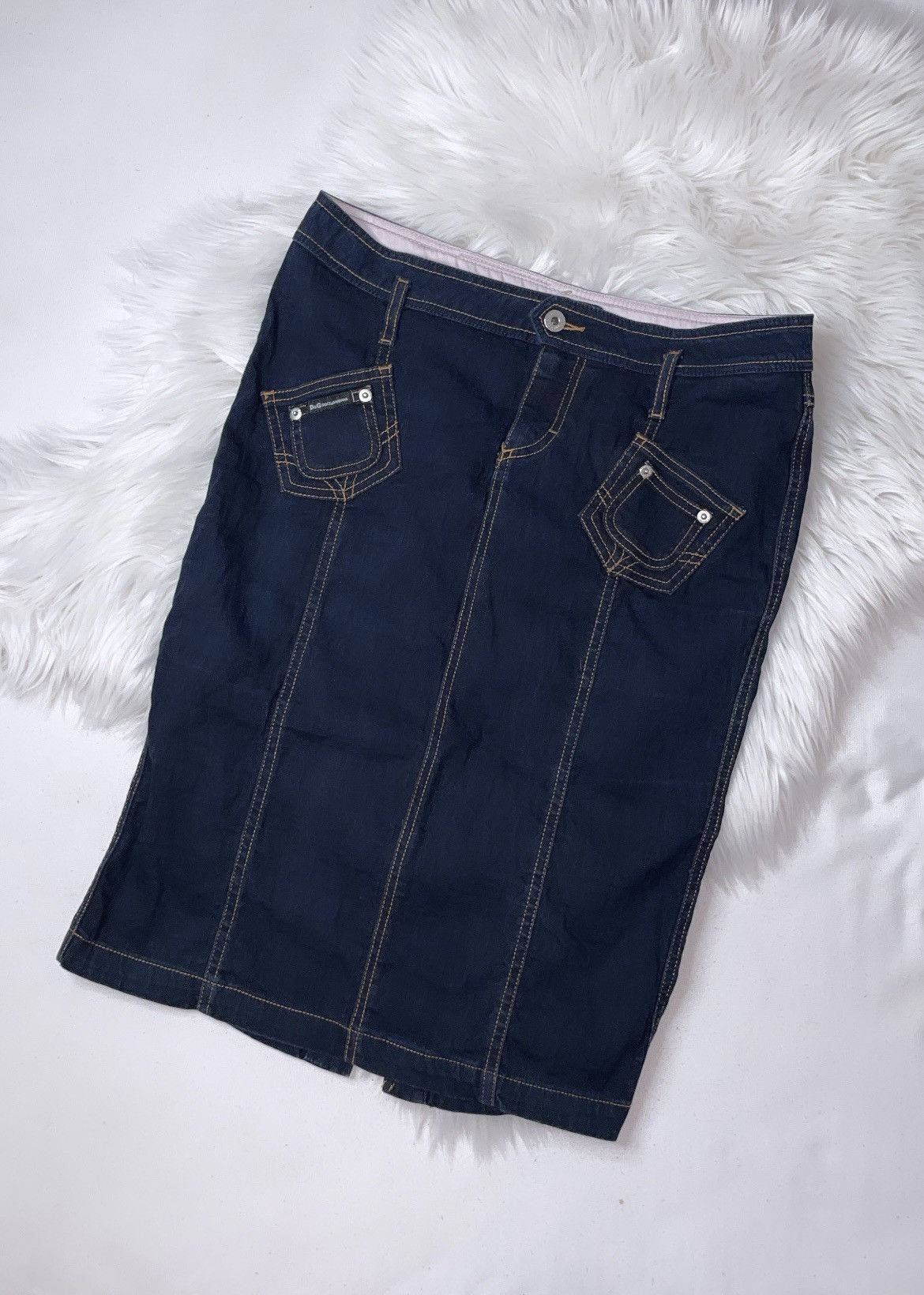 Dolce & Gabbana × Vintage vintage monogram denim midi skirt D&G Size 29" - 1 Thumbnail