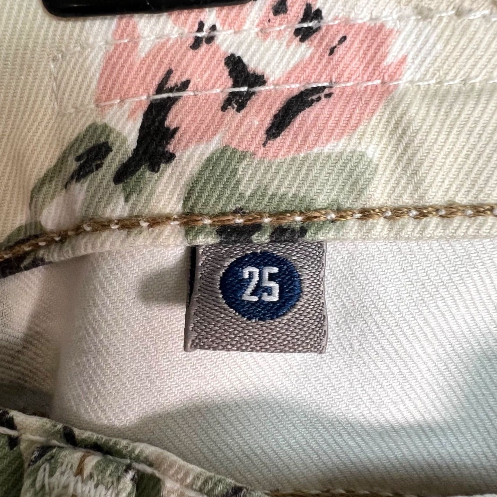 Citizens Of Humanity Citizens Of Humanity Womens 25 Mandy High Waist Retro Slim Jeans Floral 5-Pocket Denim Beige Vintage No Size 42" / US 20 - 4 Thumbnail