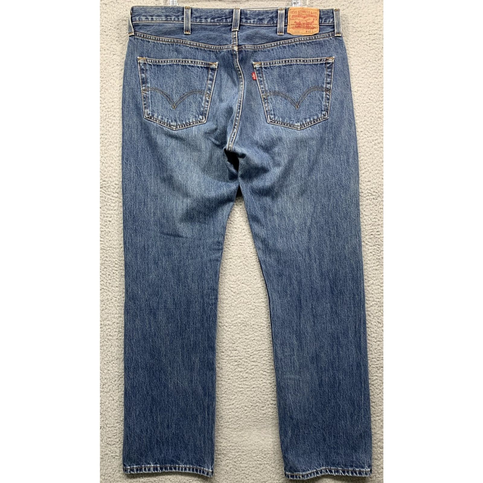 Levi's Levi’s 501 Jeans Men’s 40X33 Blue Dark Wash Button Fly Straight Leg - Mens, Jeans, 40x33, Levi's, Denim, Regular, Big & Tall Size US 40 / EU 56 - 4 Thumbnail
