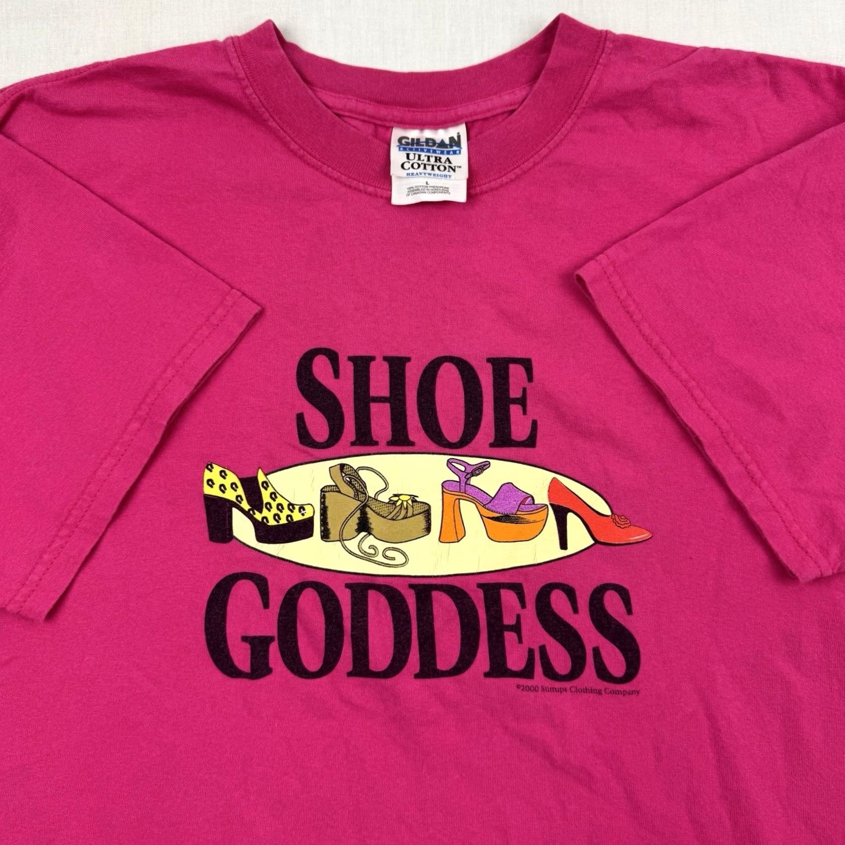 Gildan VINTAGE Shoe Goddess T Shirt Womens Large Pink Shopping Funny Humor Y2K 2000 Designer Size L / US 10 / IT 46 - 2 Thumbnail