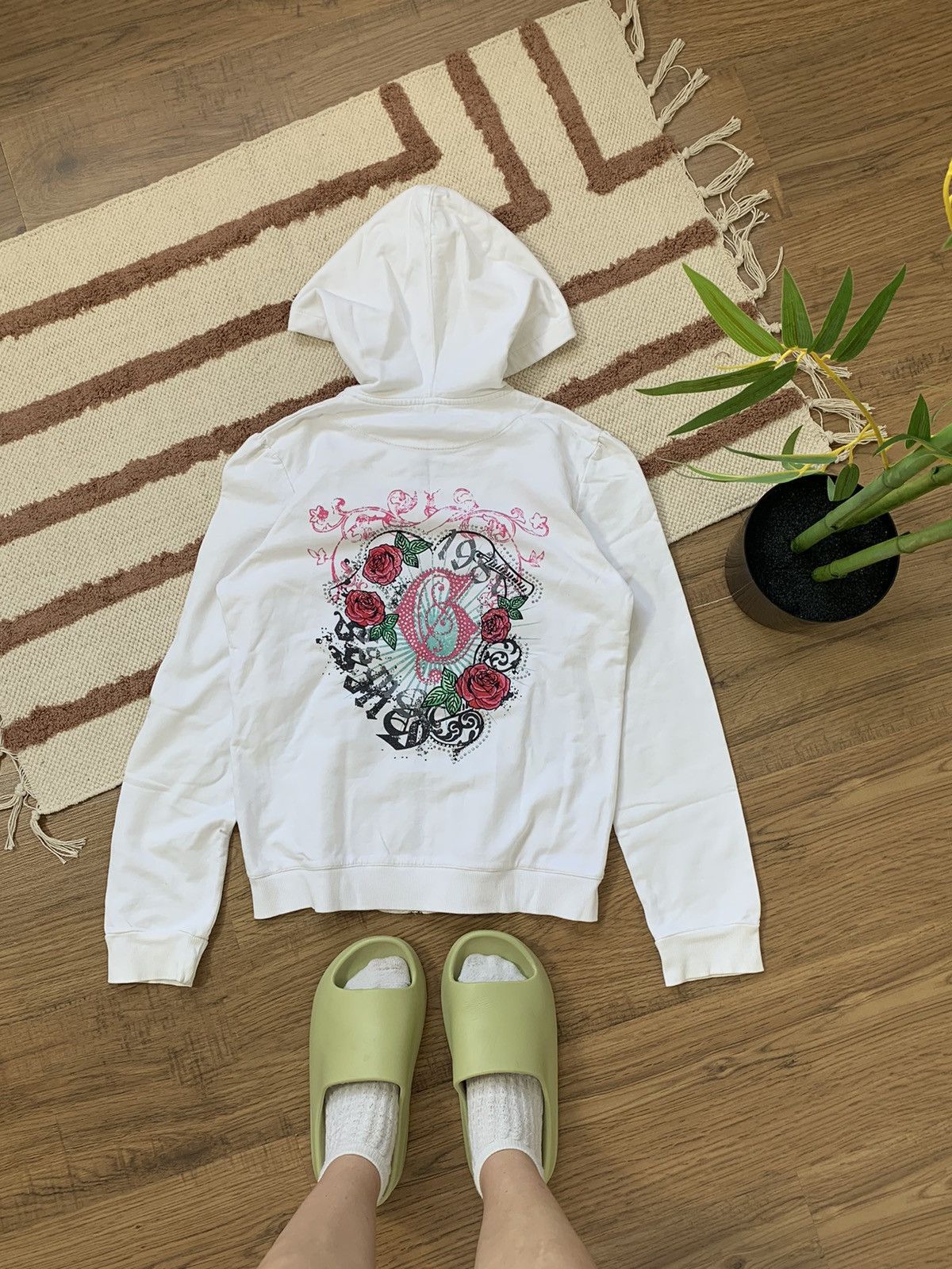 Guess × Vintage VINTAGE GUESS FLOWERS LOGO 2000s STYLE ZIP UP HOODIE Size S / US 4 / IT 40 - 1 Thumbnail