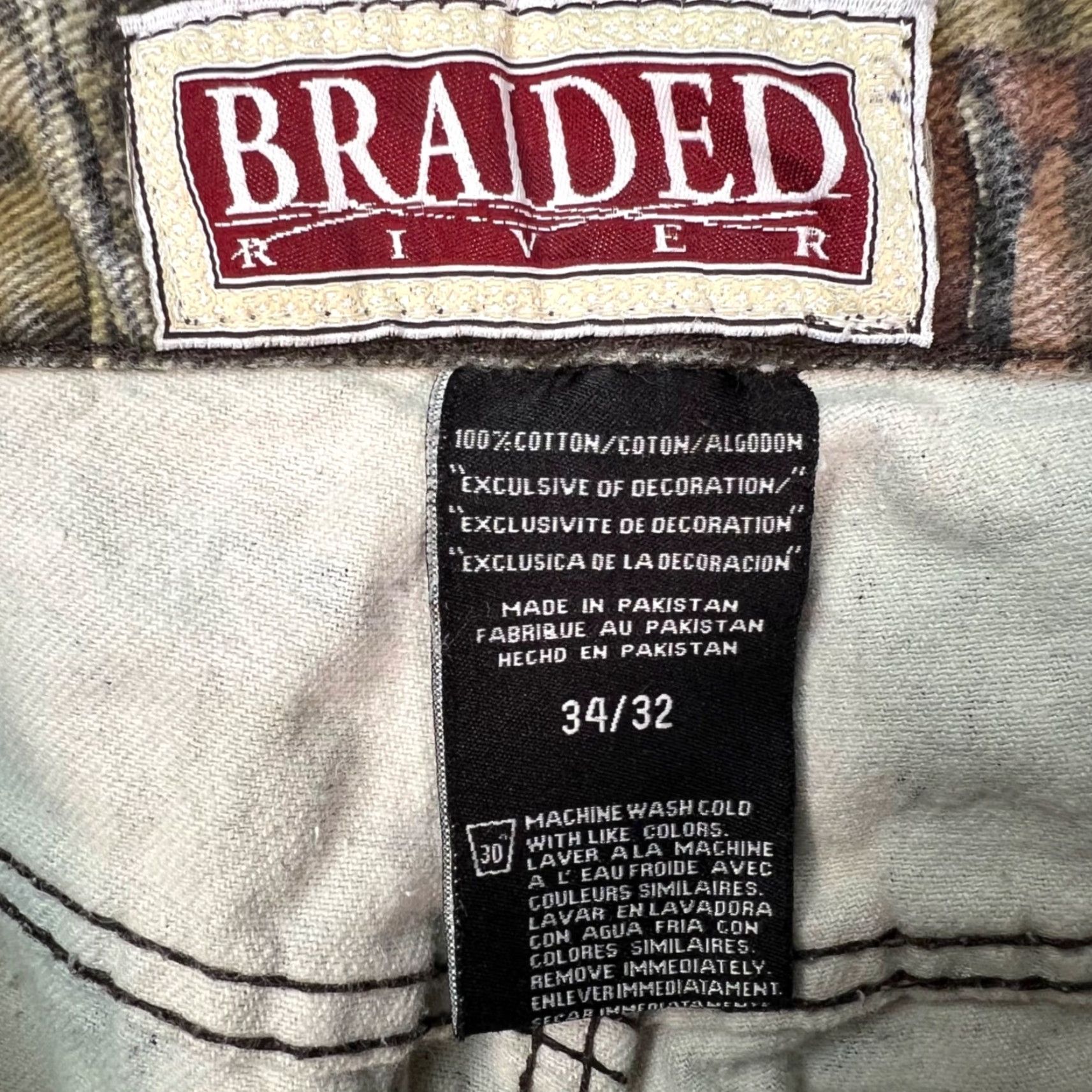 Realtree Braided River Mens 32 x 28 Real Tree Camouflage Pants Cotton Outdoor Hunting Camouflage Pockets Straight Ankle Boomers fall winter 90s Mens Size US 32 / EU 48 - 4 Thumbnail