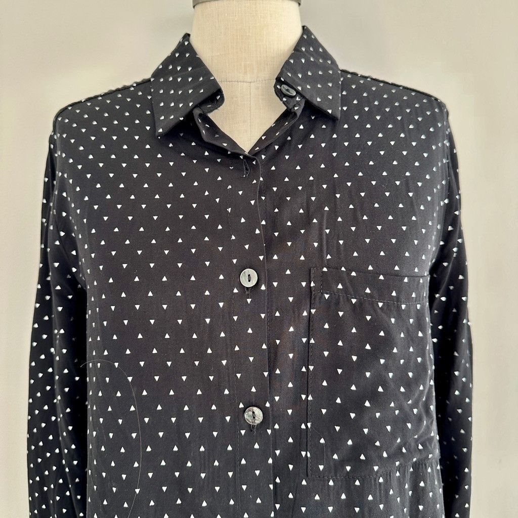 Other Womens Black & White Patterned Collared Button-up Blouse New Size XS / US 0-2 / IT 36-38 - 2 Thumbnail