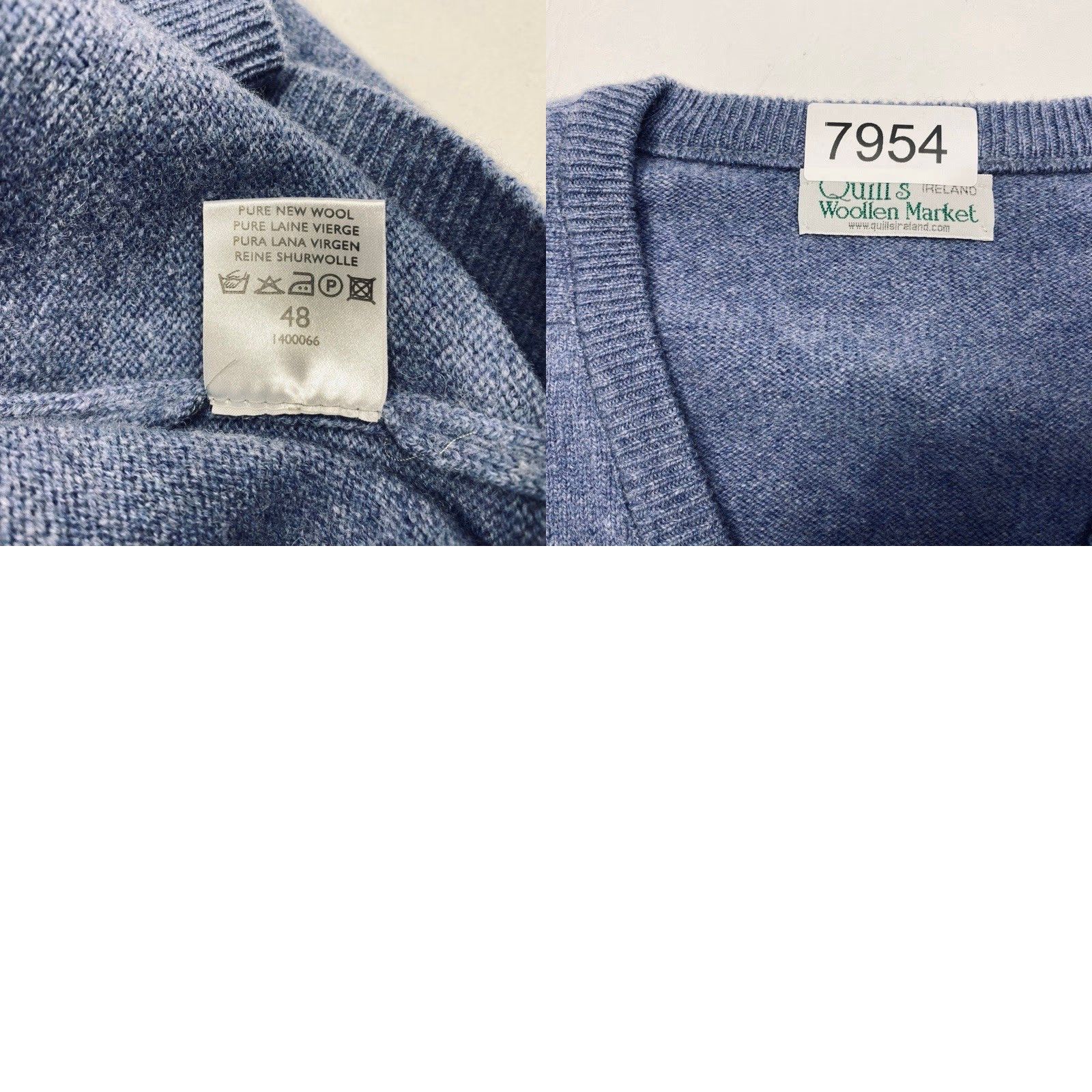 Market Quill's Woollen Market Womens 2XL Blue 100% Purew New Wool V-Neck Sweater Size XXL / US 16-18 / IT 52-54 - 9 Thumbnail
