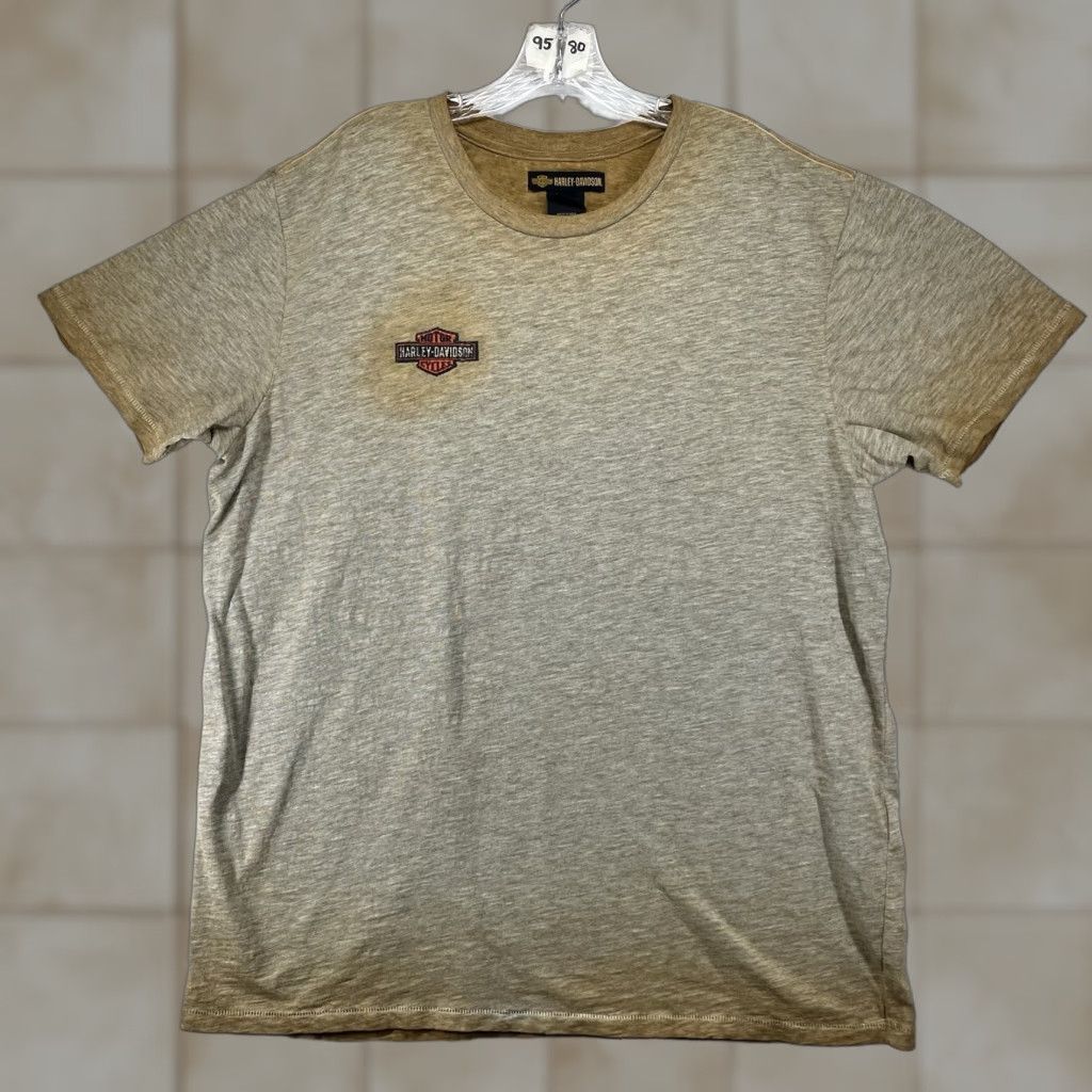 Harley Davidson VINTAGE Harley-Davidson T Shirt Mens 2XL Beige Short Sleeve Crew Neck Embroidered Logo Geometric Breathable Lightweight Retro Rustic Look Size US XXL / EU 58 / 5 - 1 Thumbnail