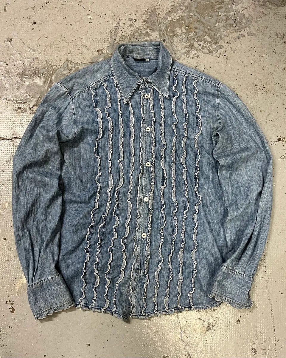 Dolce & Gabbana 2000s Dolce & Gabbana Lines Blue Denim Shirt Size US M / EU 48-50 / 2 - 3 Thumbnail