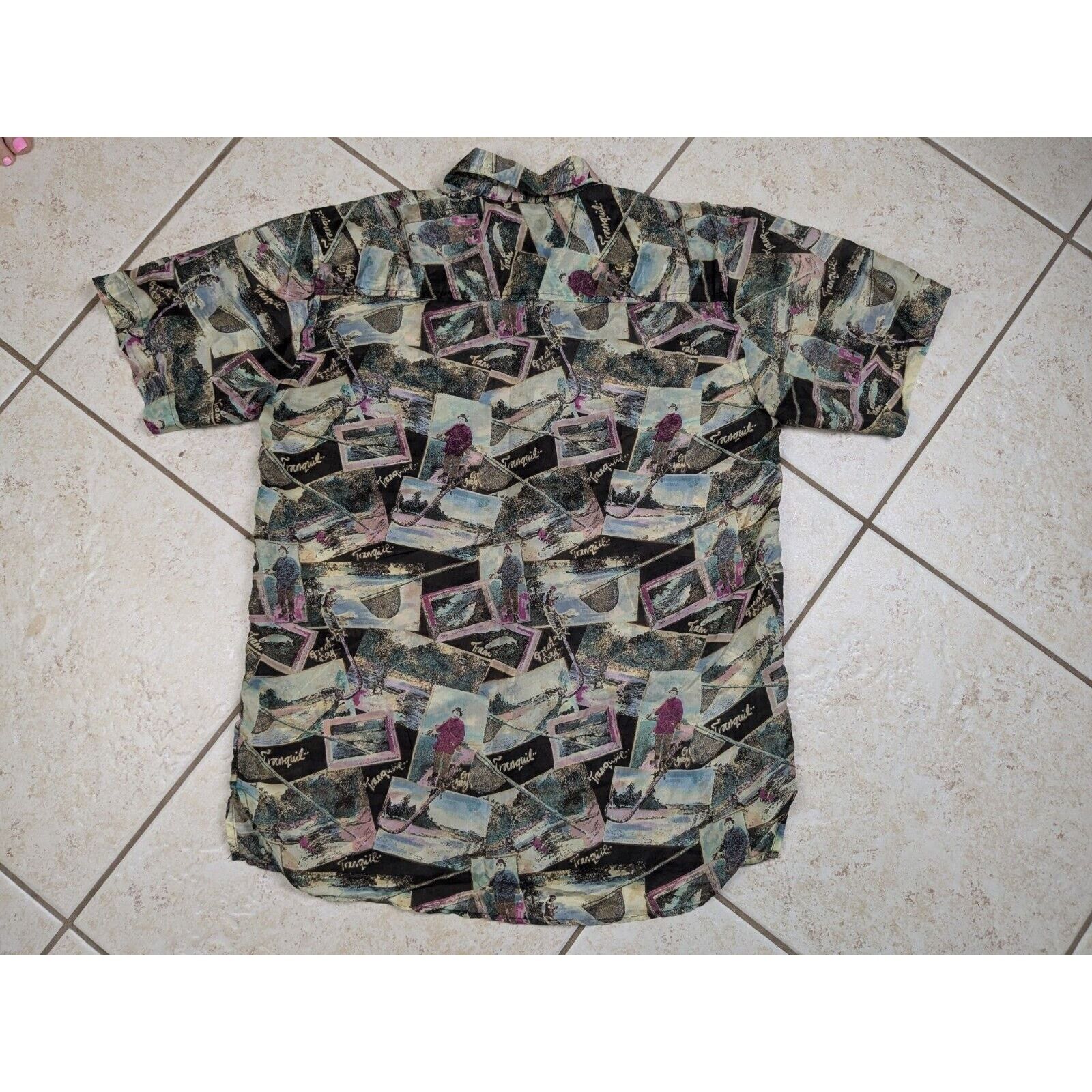 Robert Stock Vtg Robert Stock Shirt Med Fishing 100% Silk Sheer Button Up Size US M / EU 48-50 / 2 - 6 Thumbnail