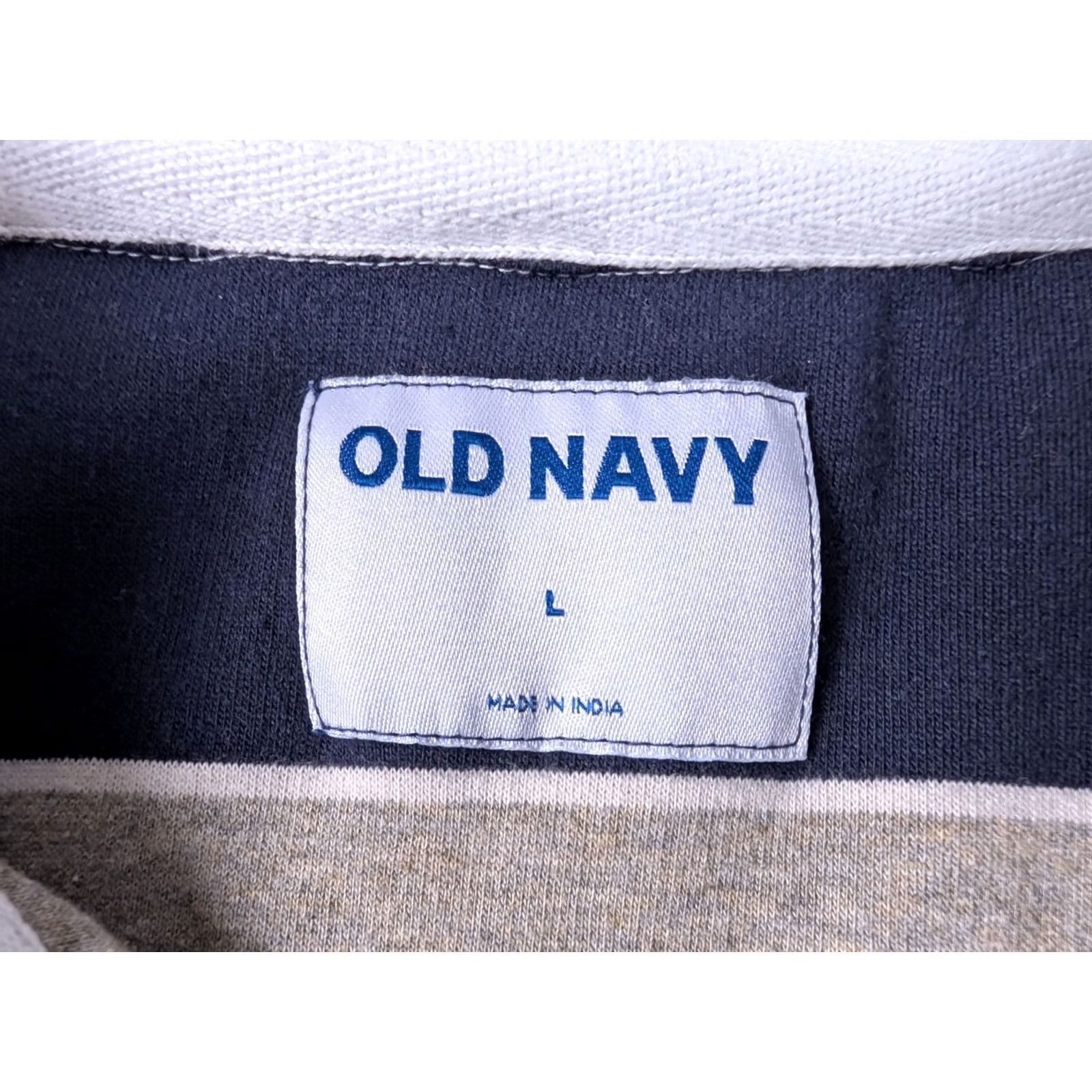 Old Navy Old Navy Polo Shirt Rugby Gray Men's L Corduroy Collar Striped Long Sleeve Polo with Buttoned Collar Cotton Blend N/A Size US L / EU 52-54 / 3 - 3 Thumbnail