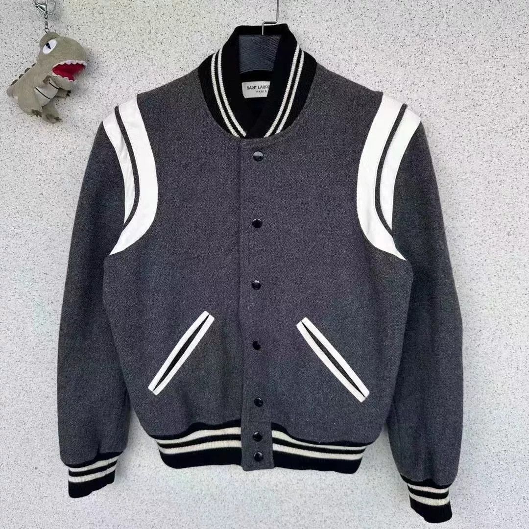 Saint Laurent Paris Saint Laurent Gray Varsity Jacket Size US S / EU 44-46 / 1 - 1 Thumbnail