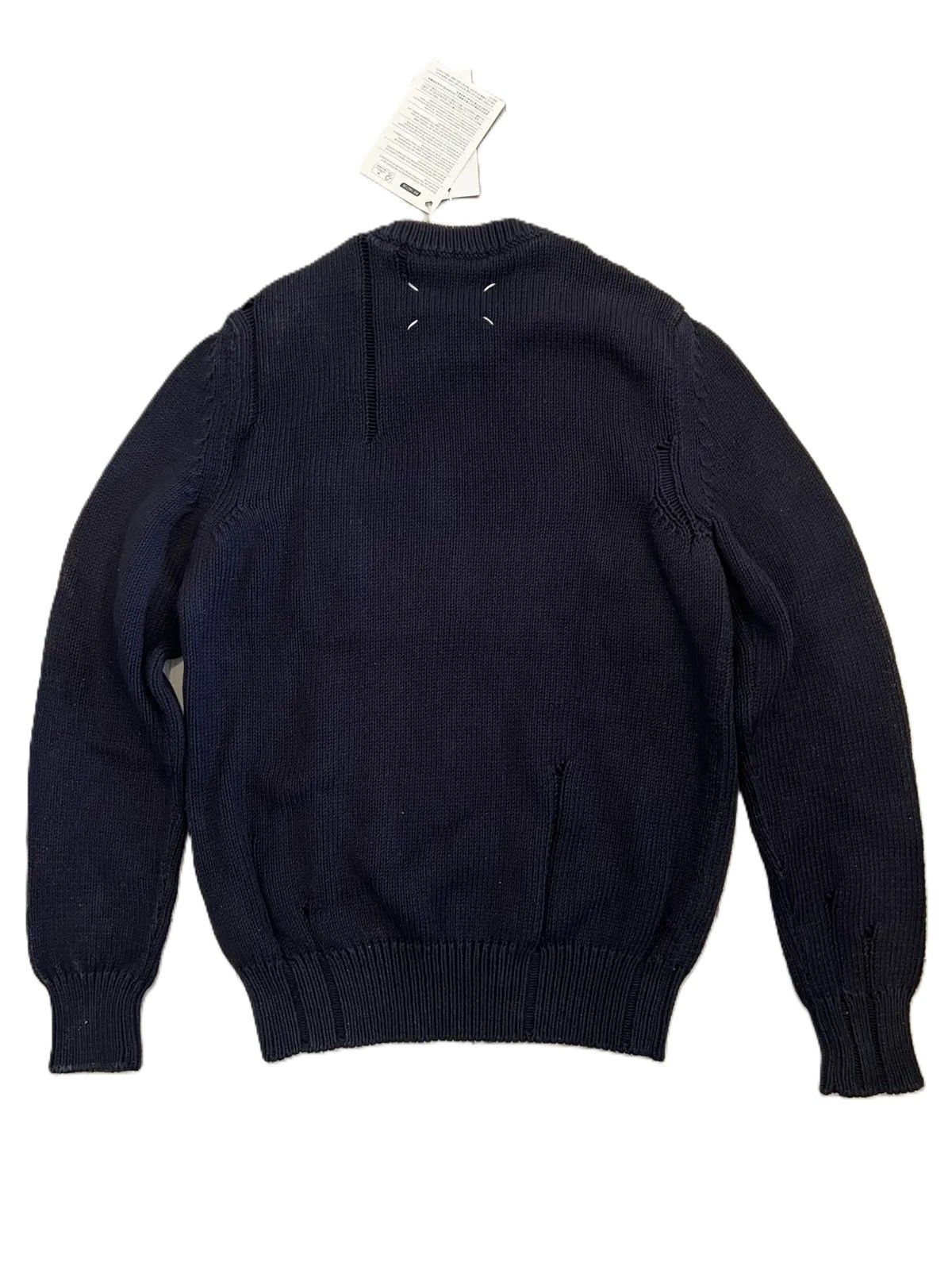 Maison Margiela Distressed Cotton Sweater in Navy Size US S / EU 44-46 / 1 - 2 Thumbnail