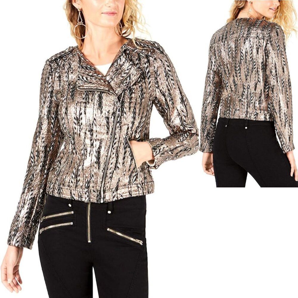 Guess NWT New GUESS Teeya Gilded Moto Jacket Size L Size L / US 10 / IT 46 - 1 Thumbnail