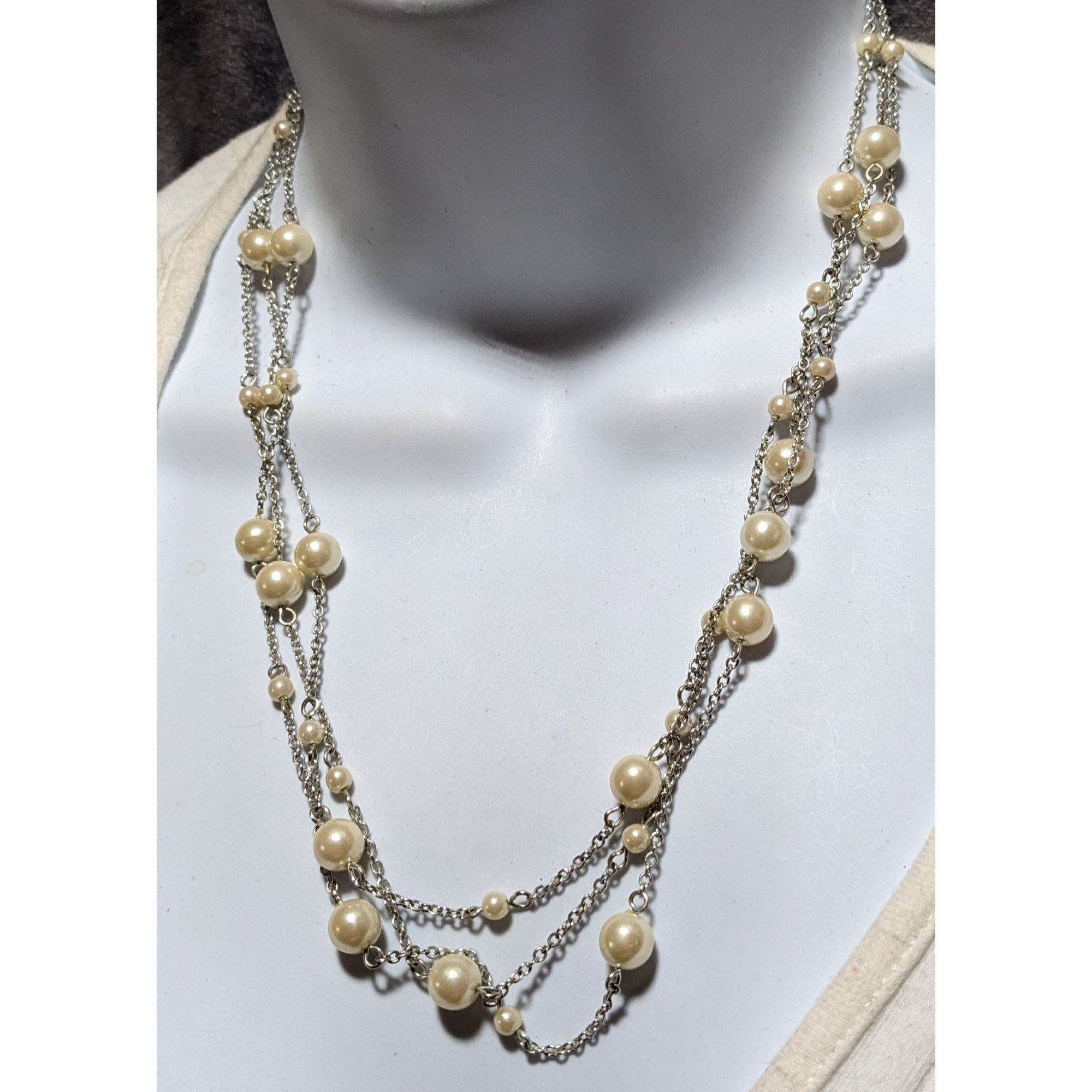 Chaps Chaps Multilayer Chain Pearl Necklace Size ONE SIZE - 10 Thumbnail