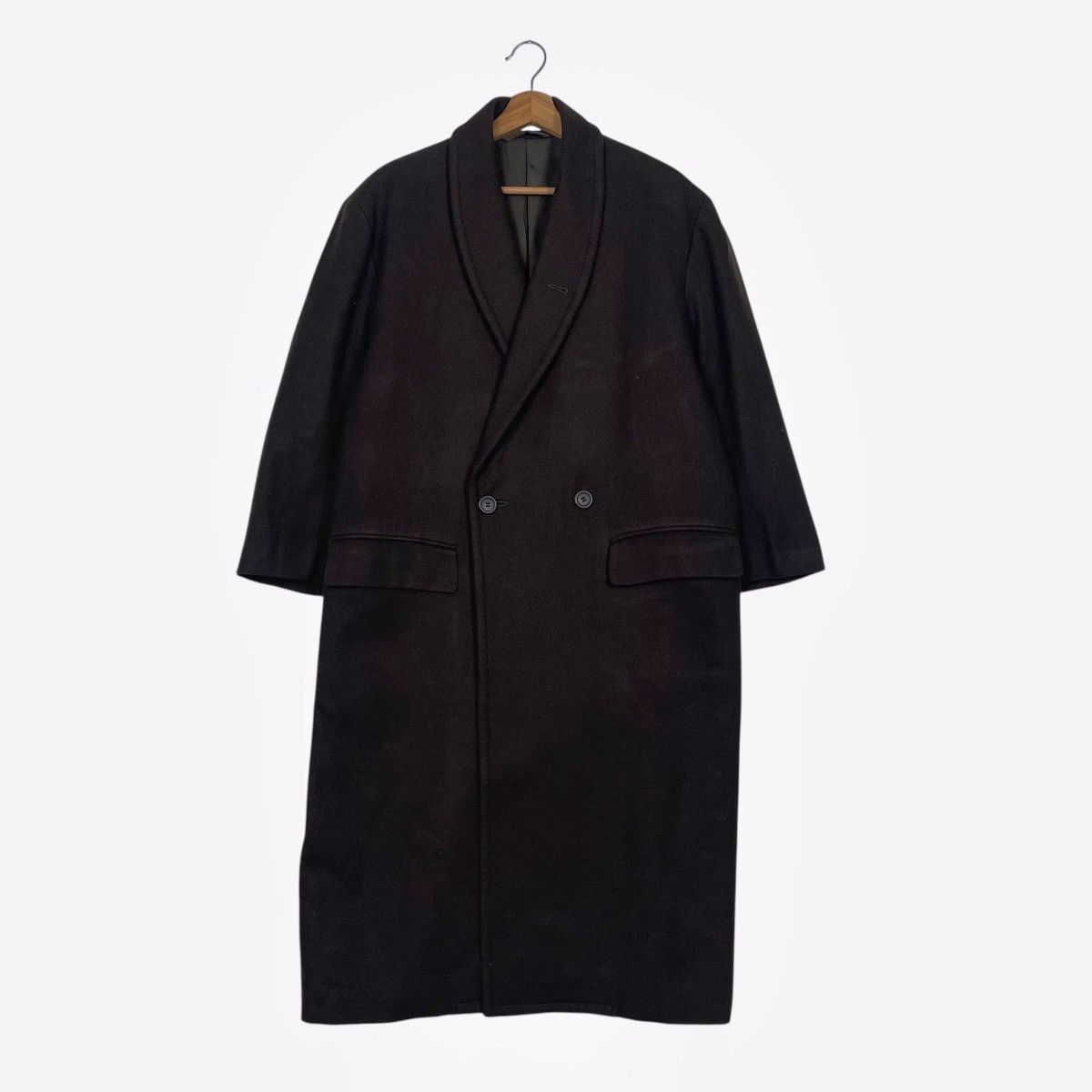 Issey Miyake Vintage 80s Issey Miyake Double Breasted Wool Overcoat Size US M / EU 48-50 / 2 - 1 Thumbnail