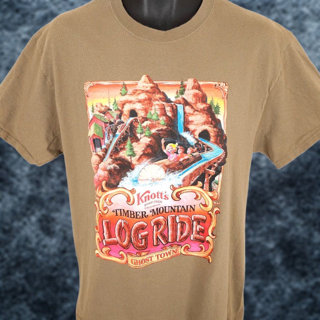 Vintage Knotts Berry Farm T Shirt Mens Large Brown Timber Mountain Log Ride Crew Neck Cotton Short Sleeve Size US L / EU 52-54 / 3 - 1 Thumbnail