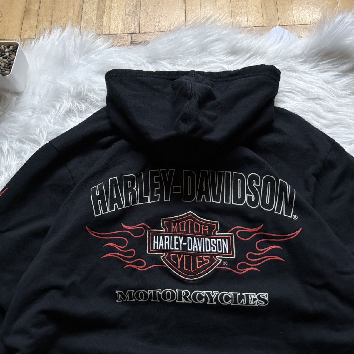 Harley Davidson 📌Vintage Harley Davidson Y2k Flame Sleeve Zip-Hoodie Large Size US L / EU 52-54 / 3 - 11 Thumbnail