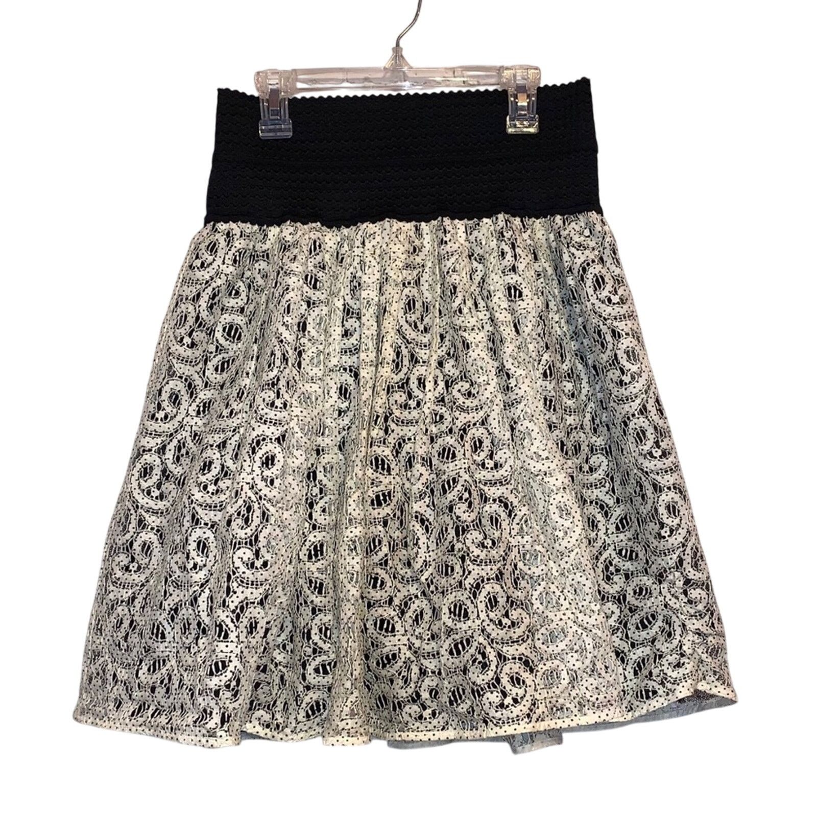 Anthropologie NWT HD in Paris Black & White Lace Bubble Skirt Size 26" / US 2 / IT 38 - 1 Thumbnail