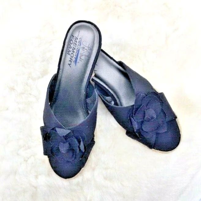 Vintage LifeStride Omega Womens Wedge Slide Sandals, Flip Flops Size 7.5M, Black NEW 0 Size US 7.5 / IT 37.5 - 6 Thumbnail
