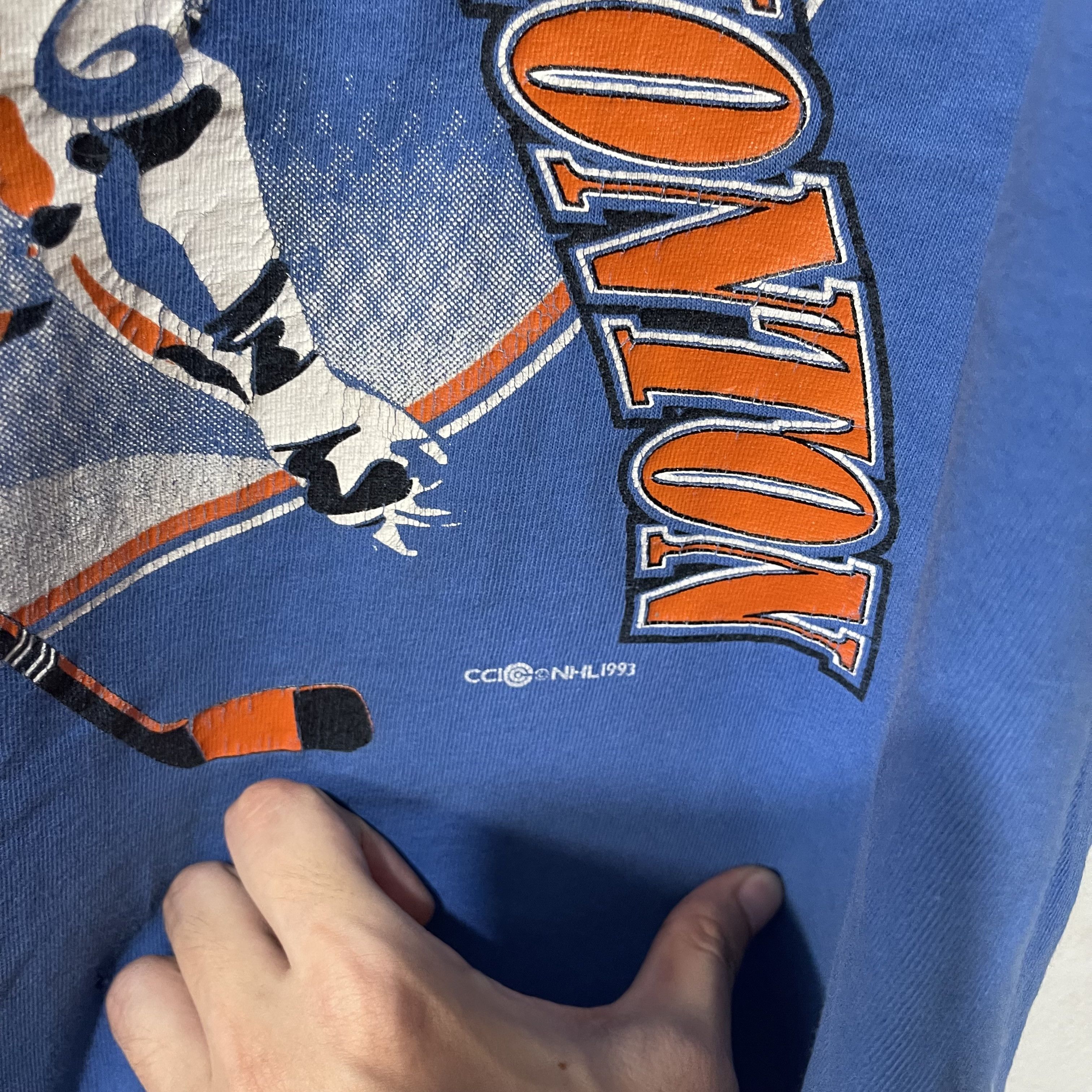 NHL Vintage 90s Edmonton Oilers T-Shirt Size US L / EU 52-54 / 3 - 3 Thumbnail