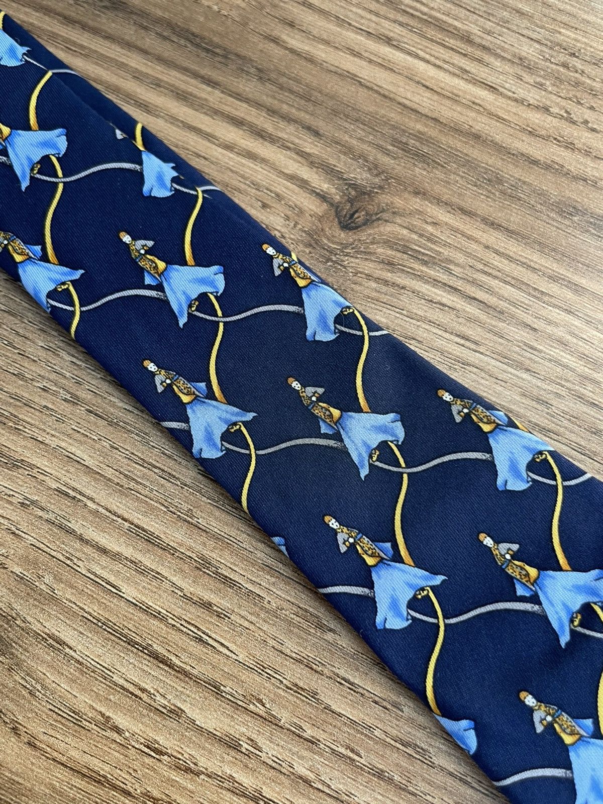 Christian Dior Monsieur Christian Dior Silk Tie Patterned Vintage Blue Gold Luxury Size ONE SIZE - 18 Thumbnail