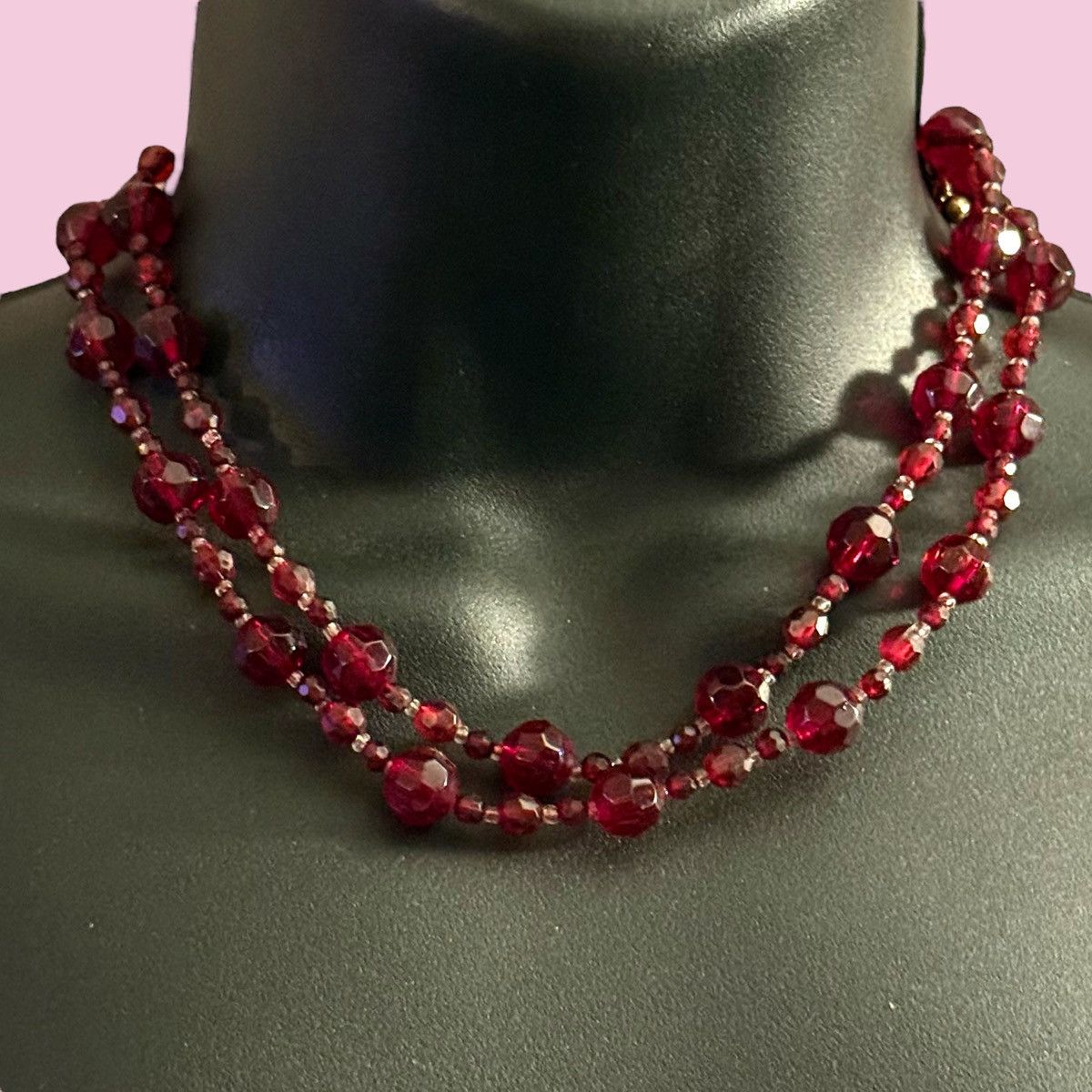 Other Double layered red glass bead necklace Size ONE SIZE - 1 Thumbnail