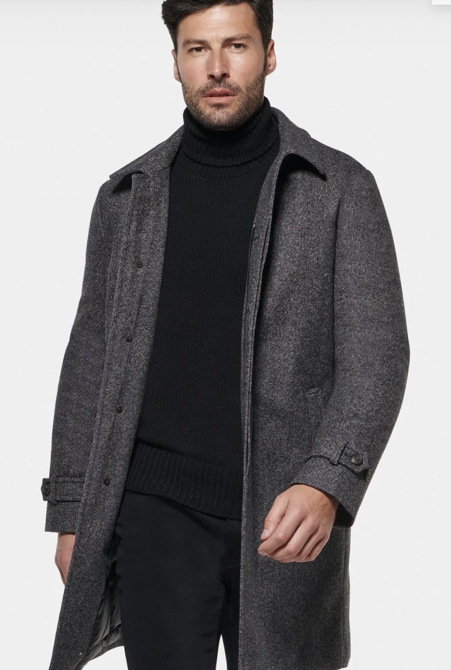 Other Norwegian Wool Cashmere Wool ¾ Coat Grey Black Herringbone Size US L / EU 52-54 / 3 - 1 Thumbnail