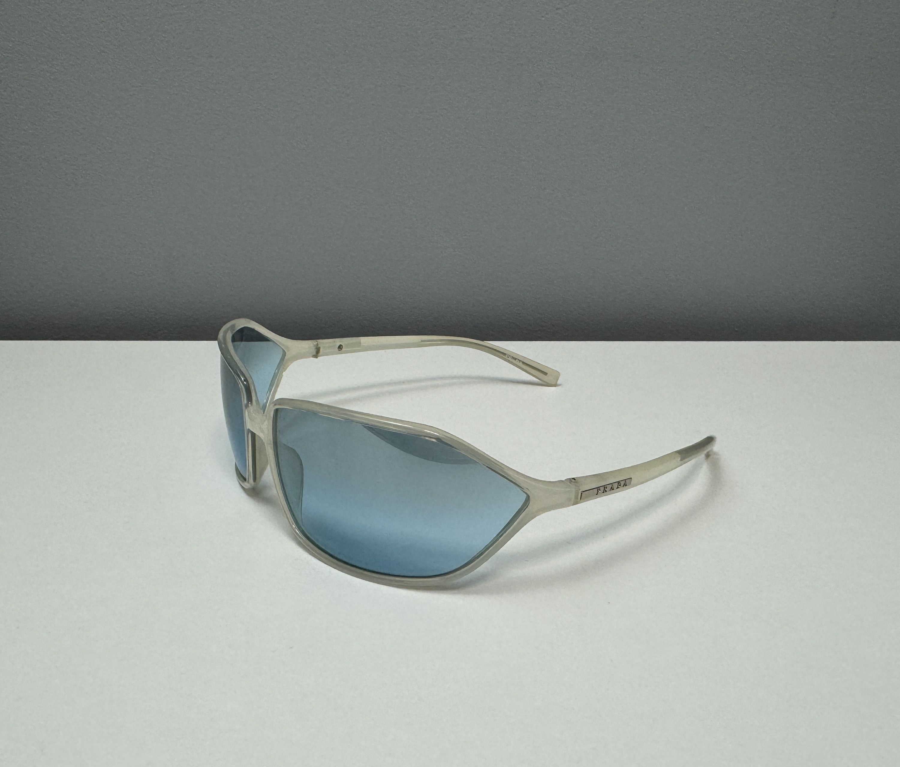 Prada Vintage 2000s Prada Sport SPR04E Sunglasses Shield Blue Y2K Size ONE SIZE - 7 Thumbnail