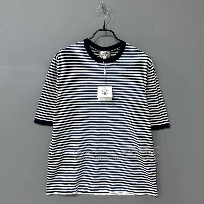 Hermes Hermes Black and White Striped Short Sleeve Size M / US 6-8 / IT 42-44 - 1 Thumbnail