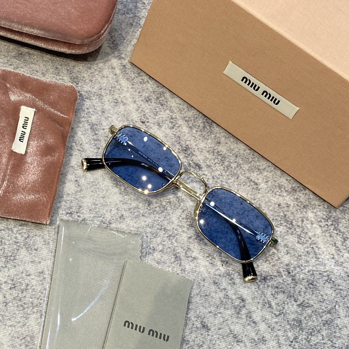 Miu Miu MIU MIU 0MU A53S ZVN60O PALE GOLD BLUE Size ONE SIZE - 4 Thumbnail